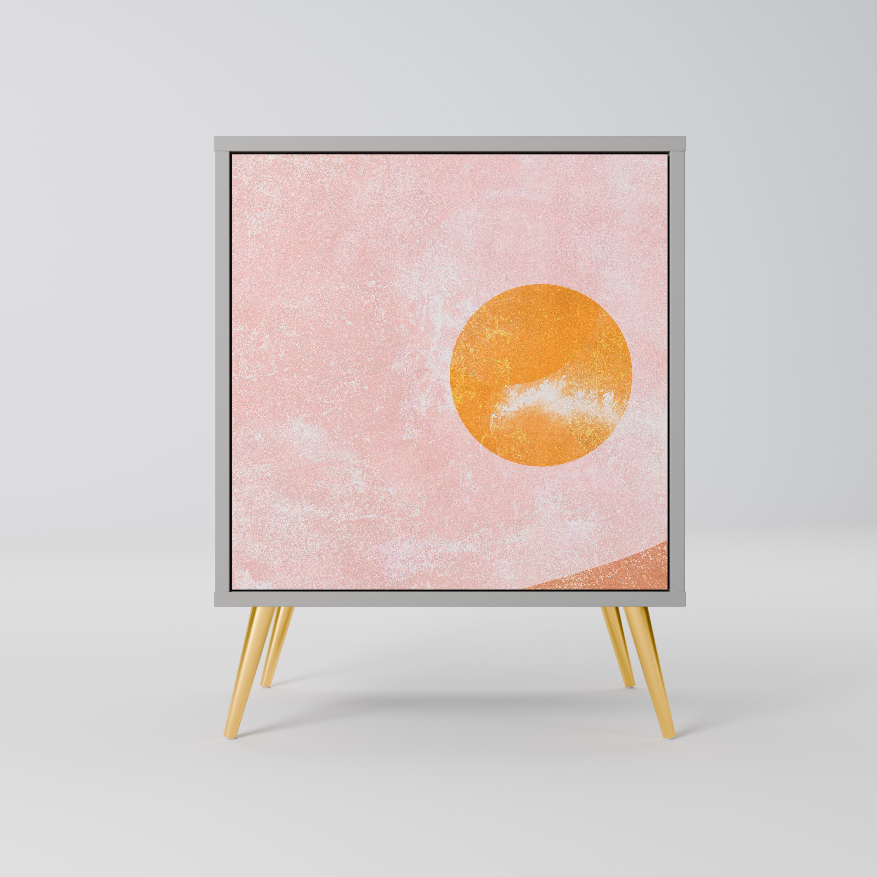 LUMINOUS SUNLIGHT 1-Door Sideboard in Grey Finish