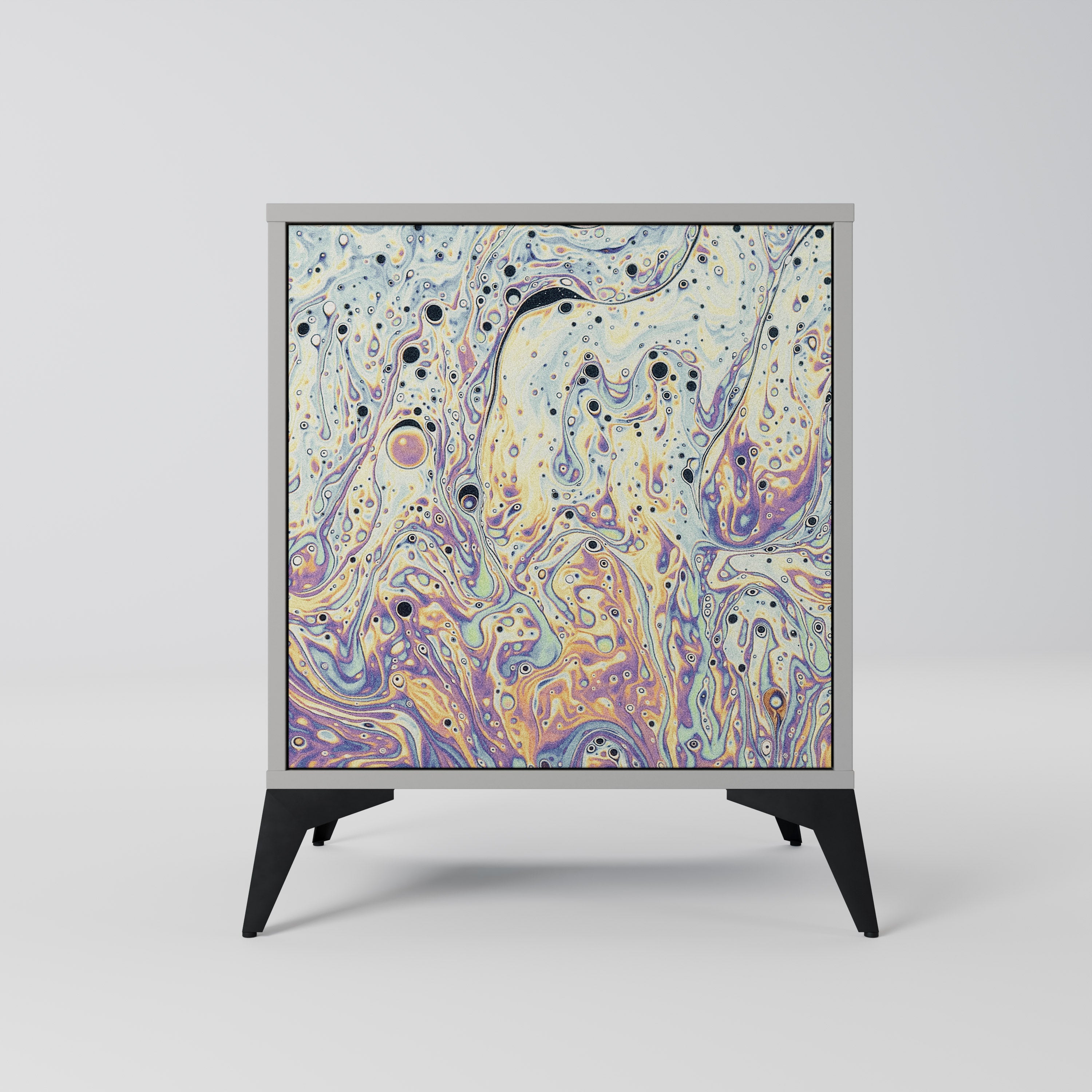 MOSAIC OF COLORS 1-Door Sideboard in Grey Finish