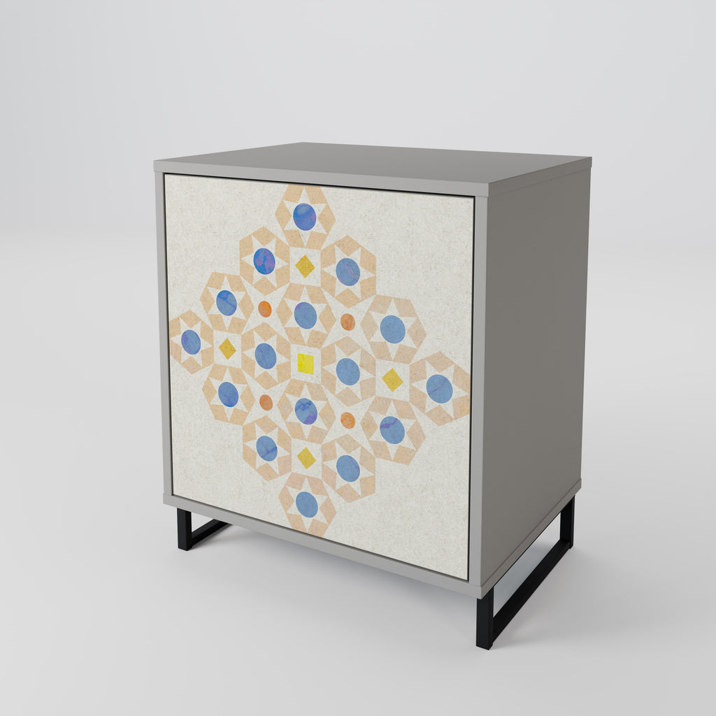 PATTERNED PRISM 1-Door Sideboard in Grey Finish