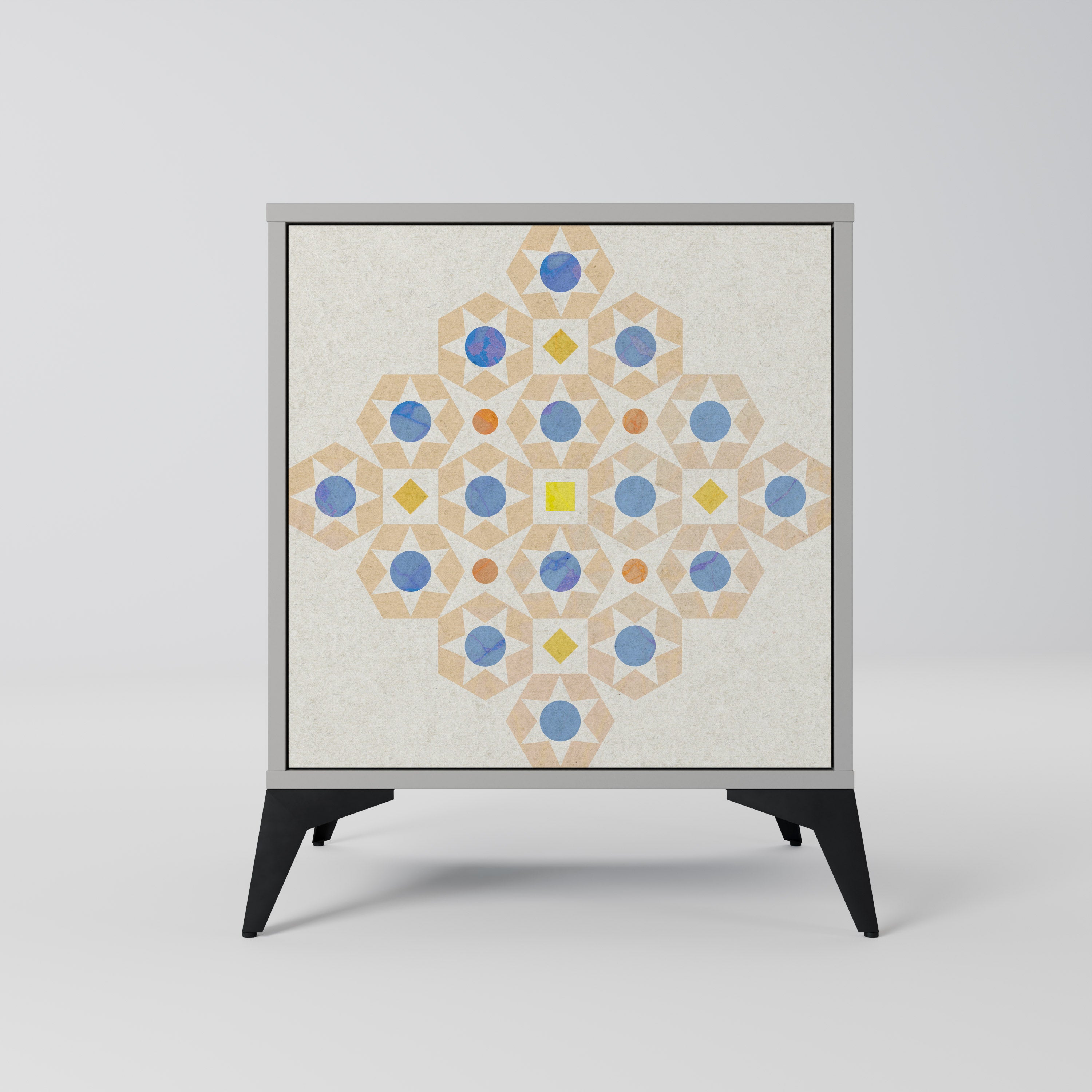 PATTERNED PRISM 1-Door Sideboard in Grey Finish