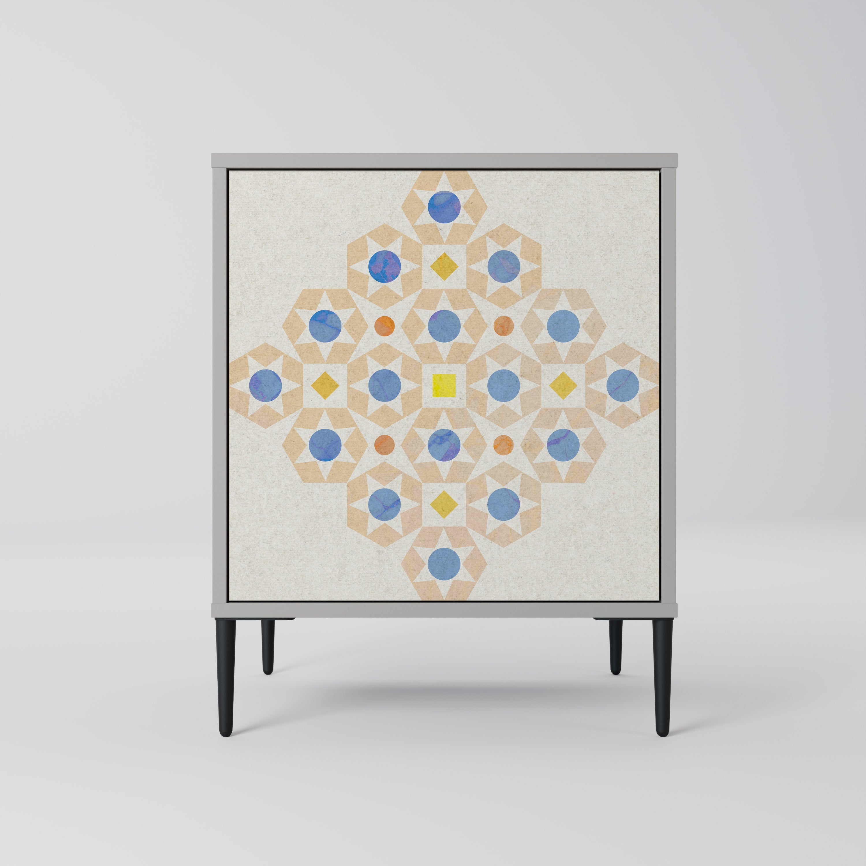 PATTERNED PRISM 1-Door Sideboard in Grey Finish