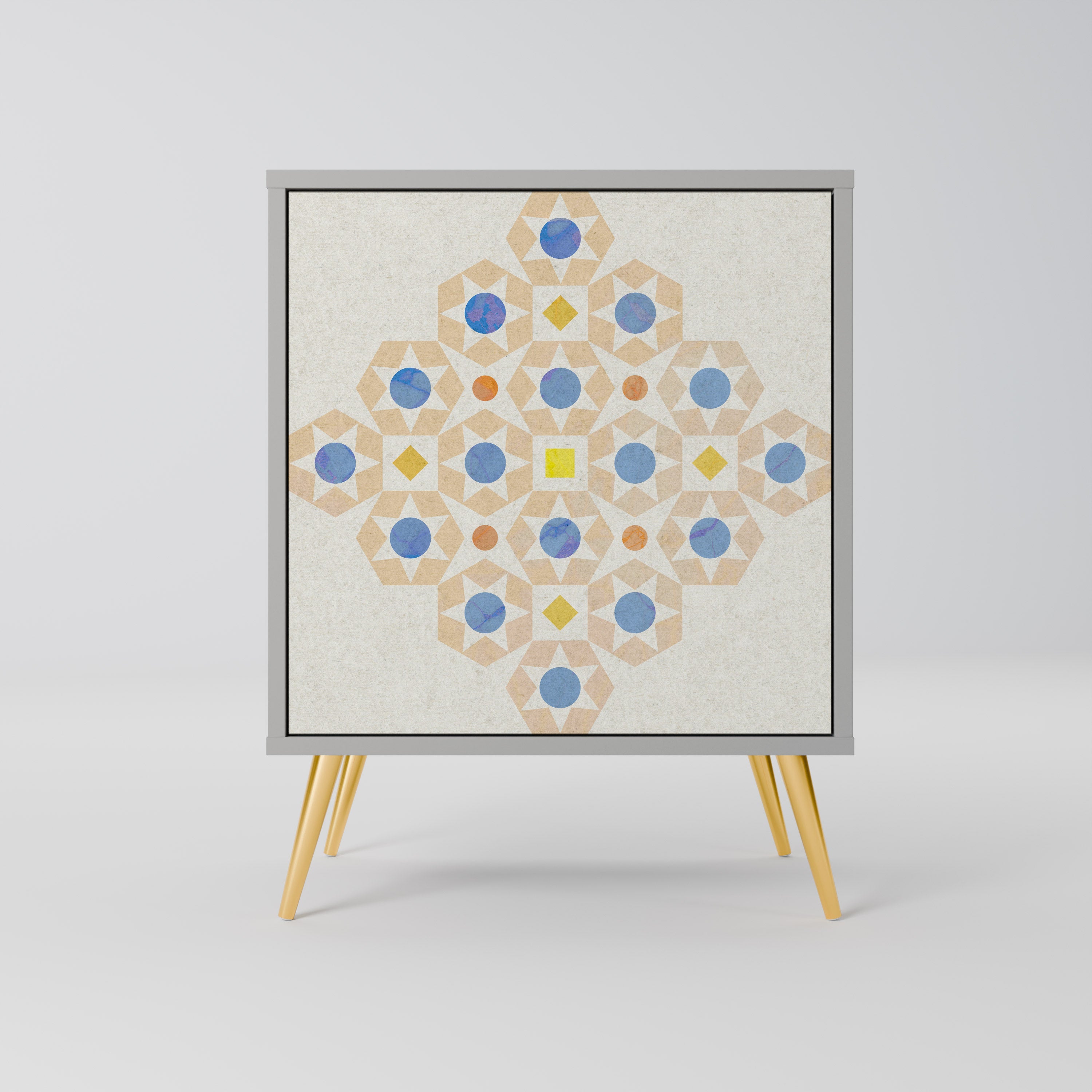 PATTERNED PRISM 1-Door Sideboard in Grey Finish