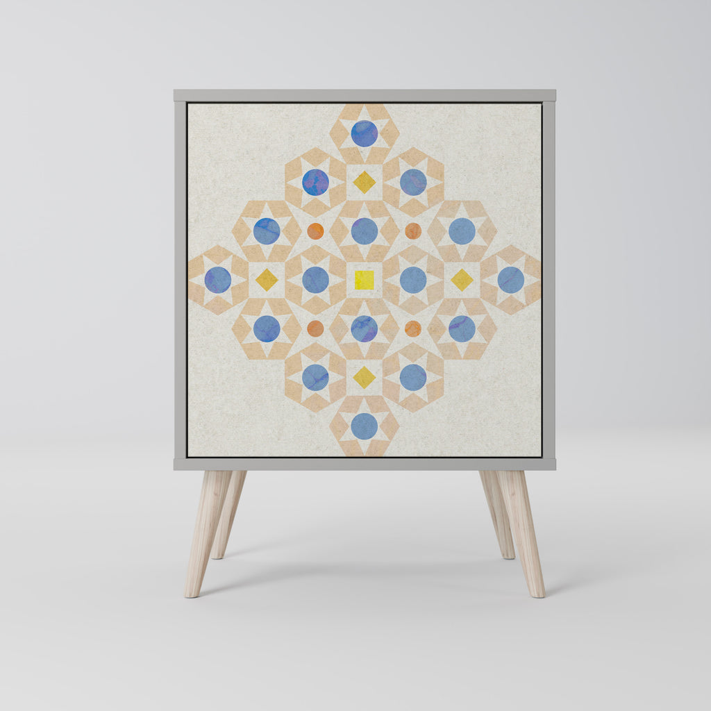 PATTERNED PRISM 1-Door Sideboard in Grey Finish