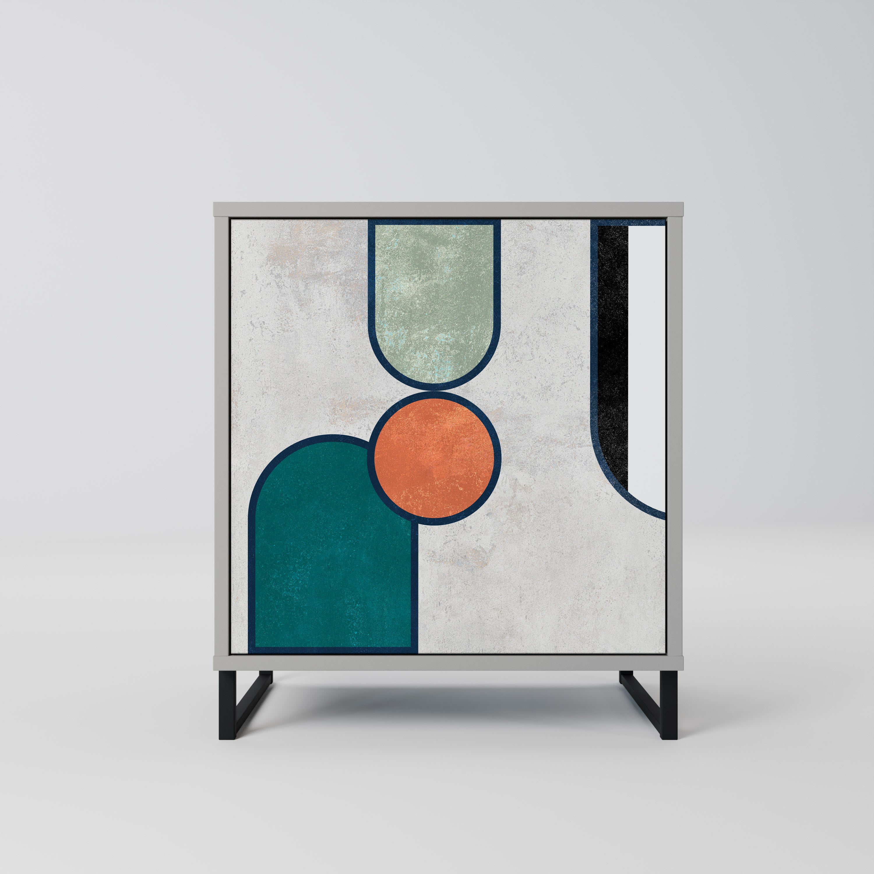 COOL STORY 1-Door Sideboard in Grey Finish