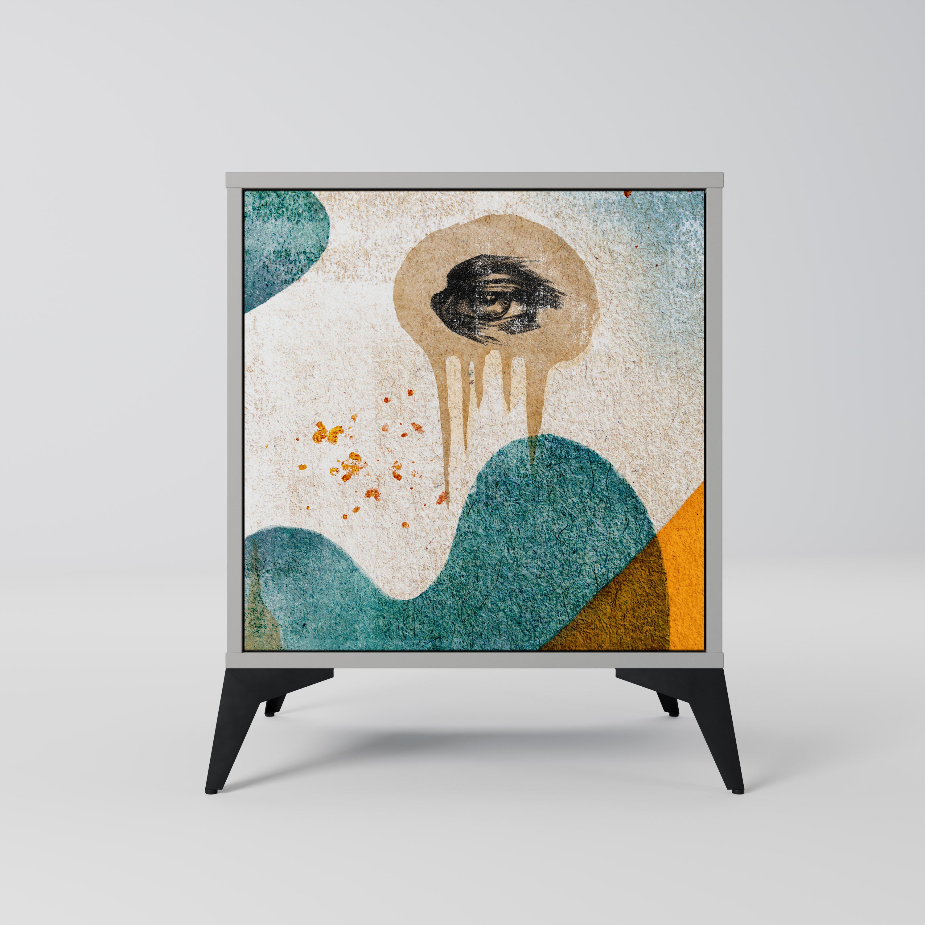 ABSTRACT FACES Sideboard mit 1 Tür in Grau