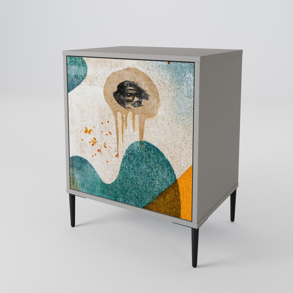 ABSTRACT FACES Sideboard mit 1 Tür in Grau