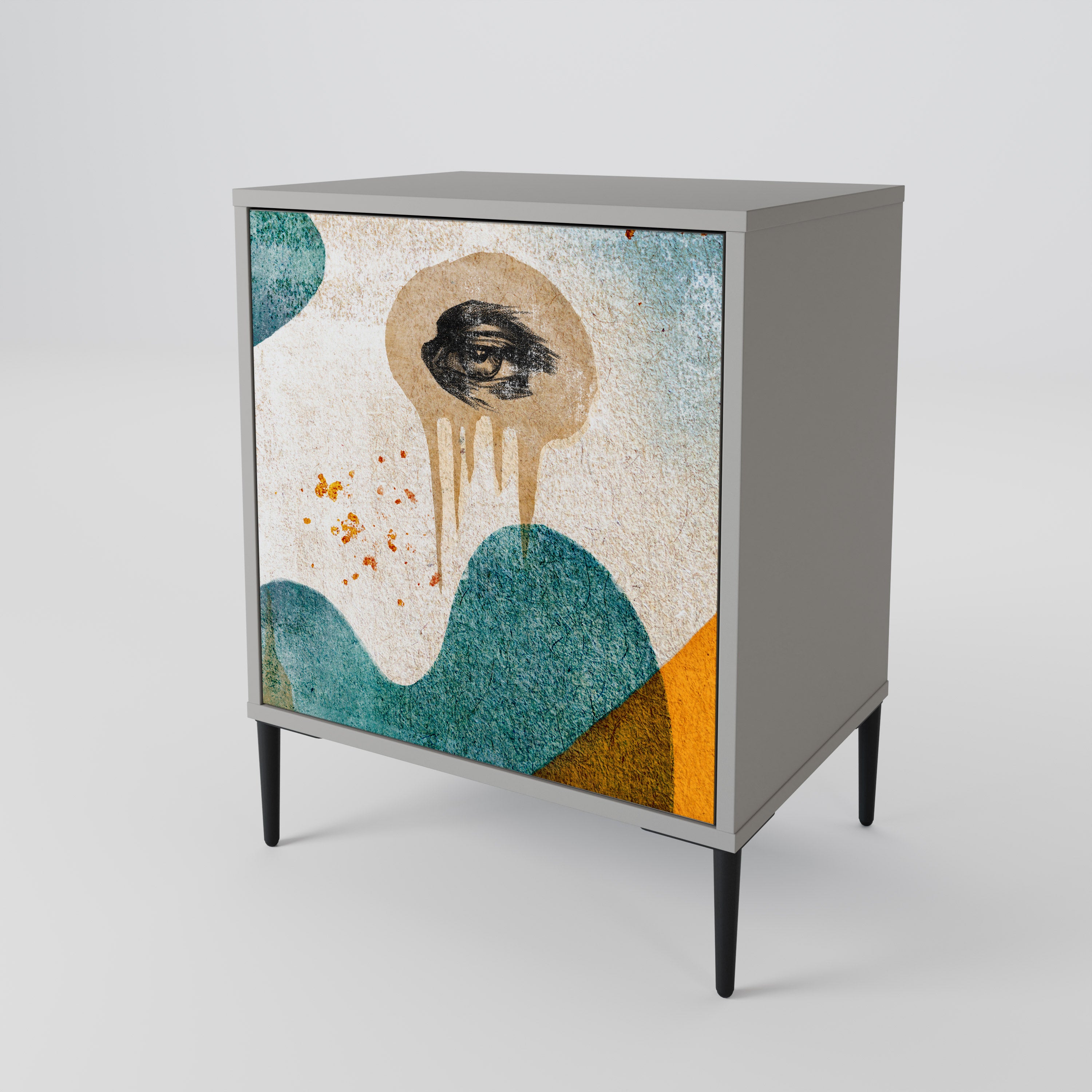 ABSTRACT FACES Sideboard mit 1 Tür in Grau