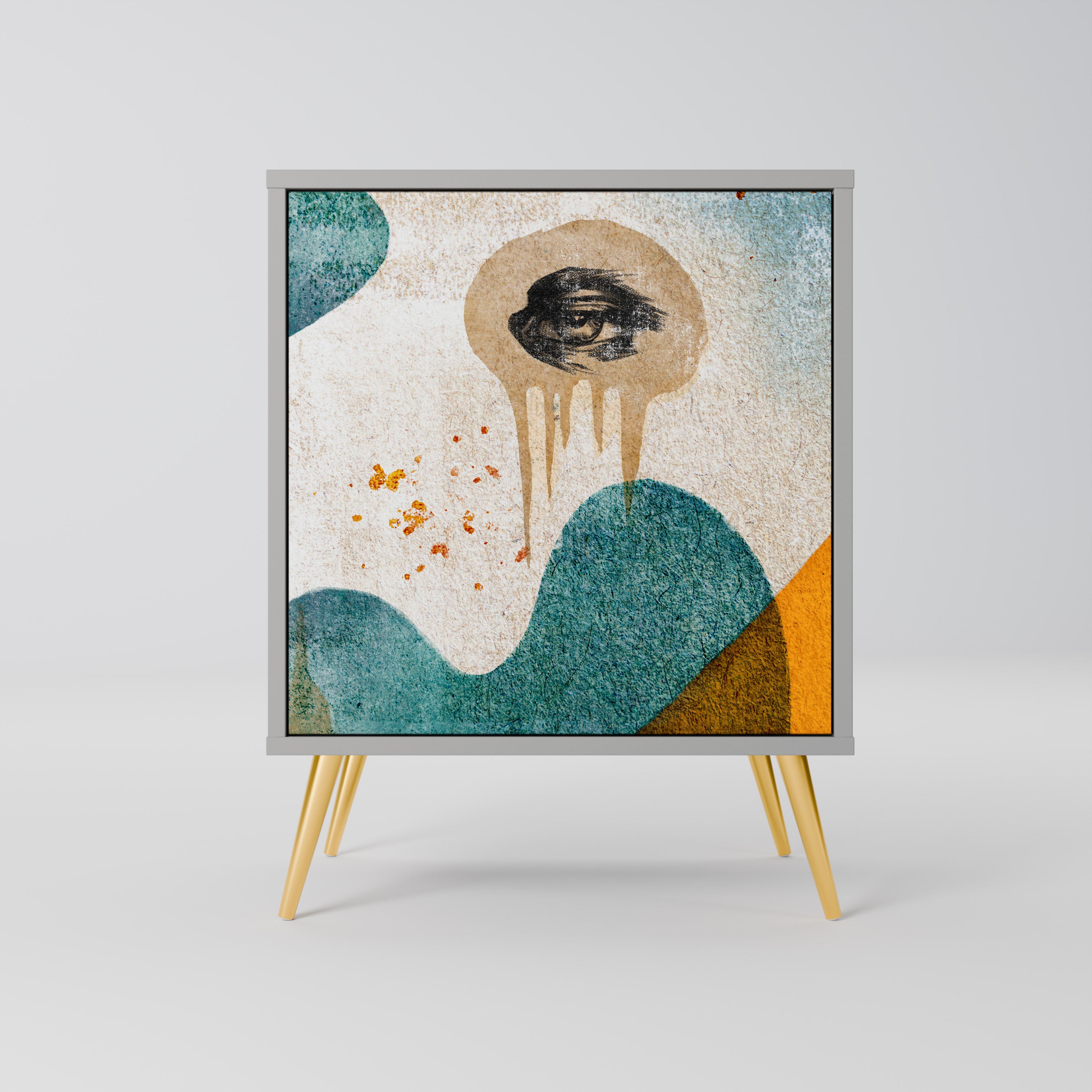 ABSTRACT FACES Sideboard mit 1 Tür in Grau