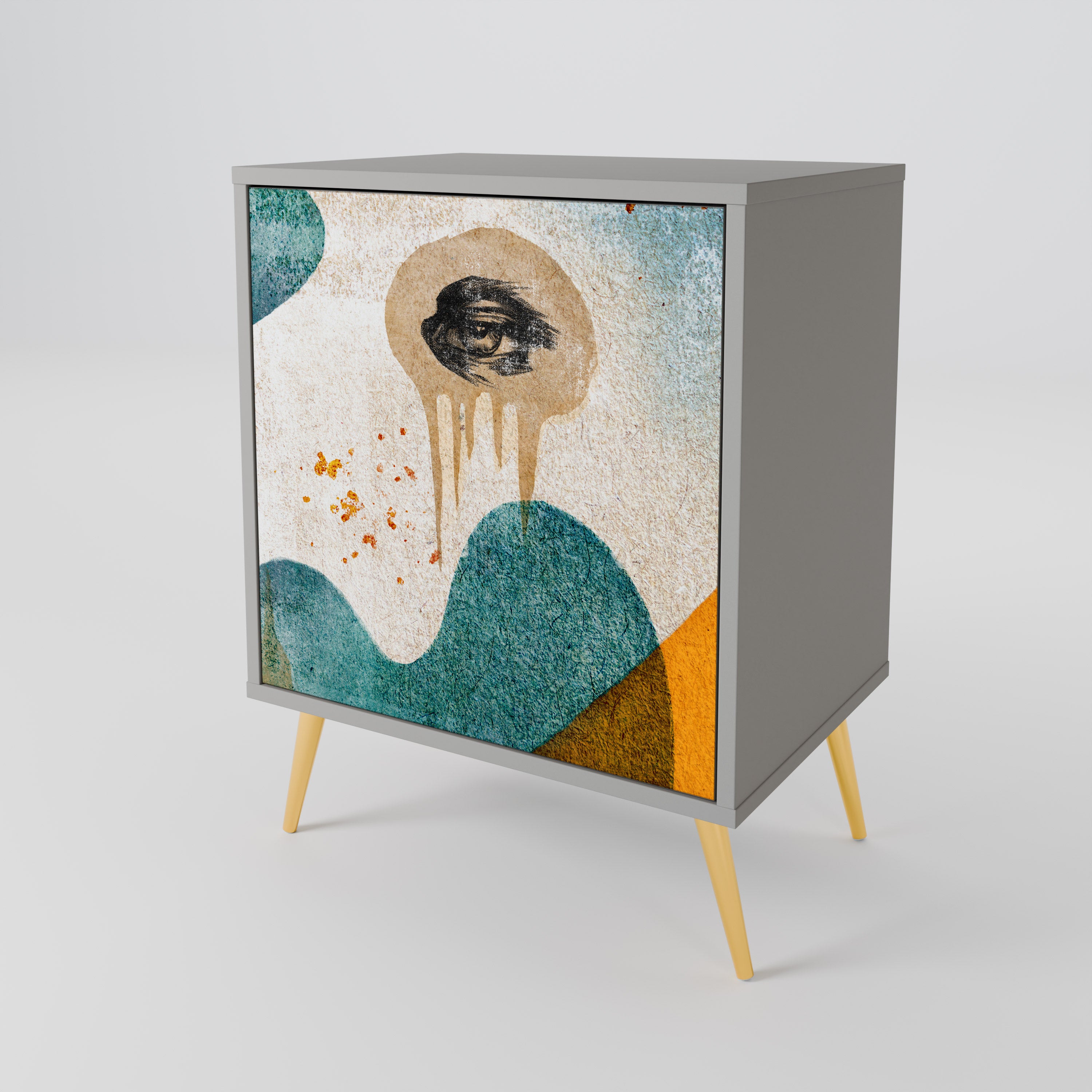 ABSTRACT FACES Sideboard mit 1 Tür in Grau