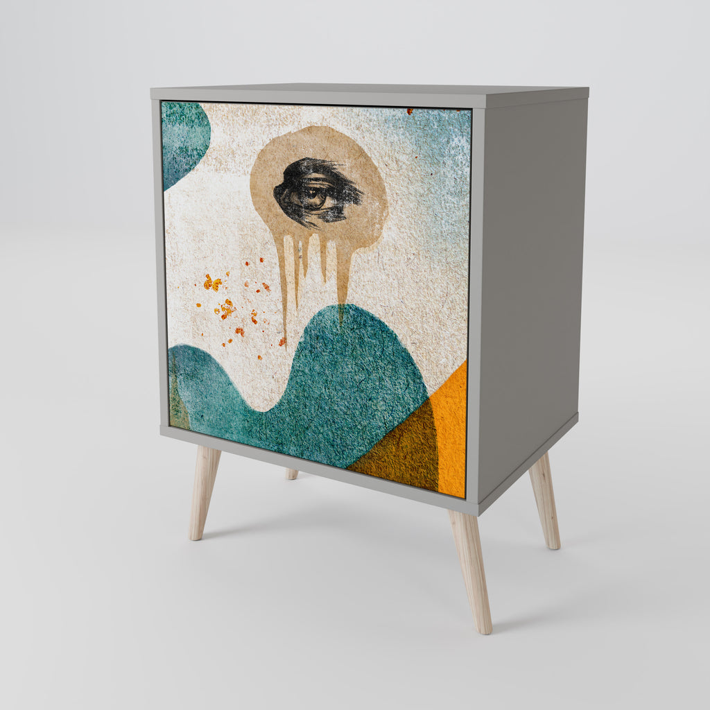 ABSTRACT FACES Sideboard mit 1 Tür in Grau