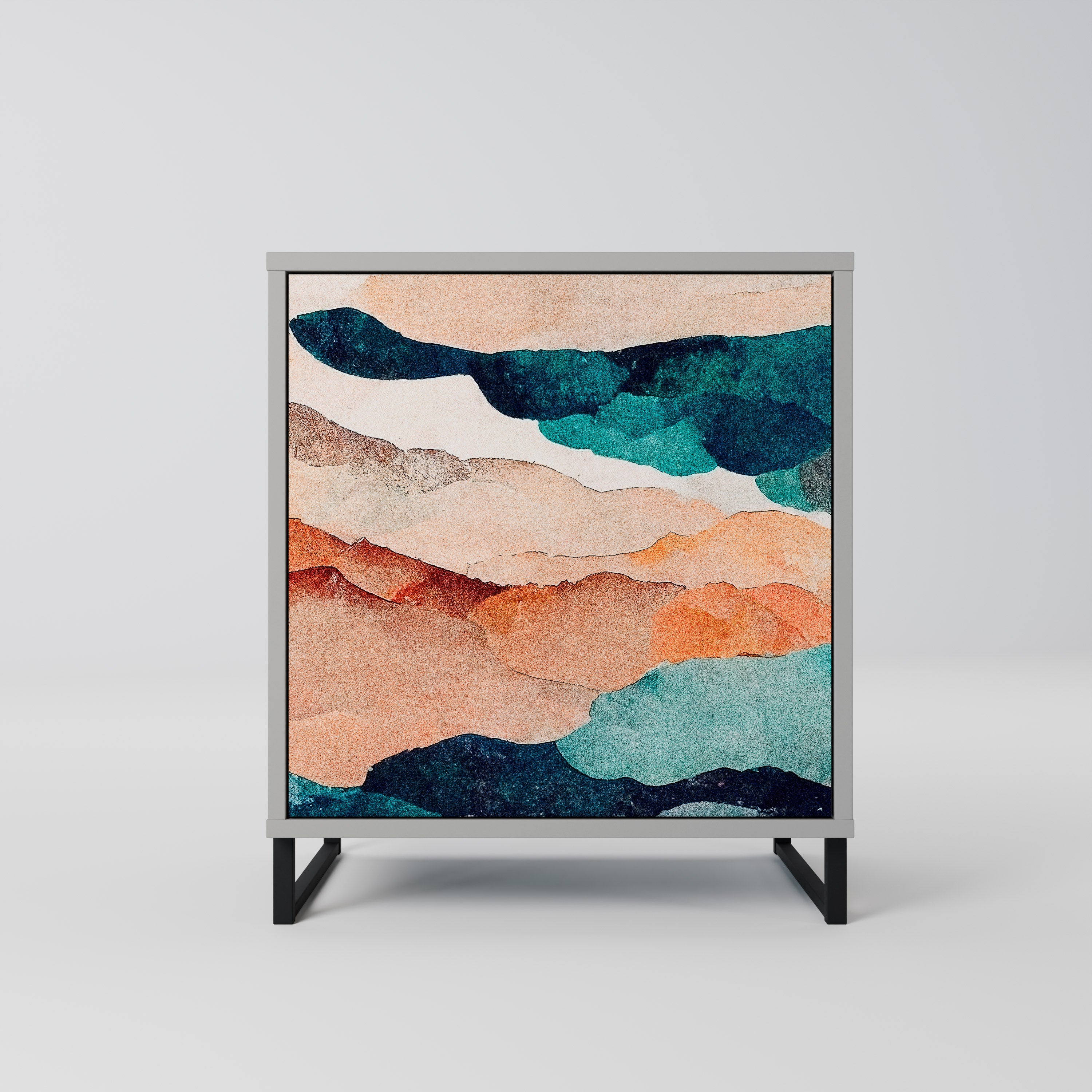 ABSTRACT LANDSCAPE Sideboard mit 1 Tür in Grau