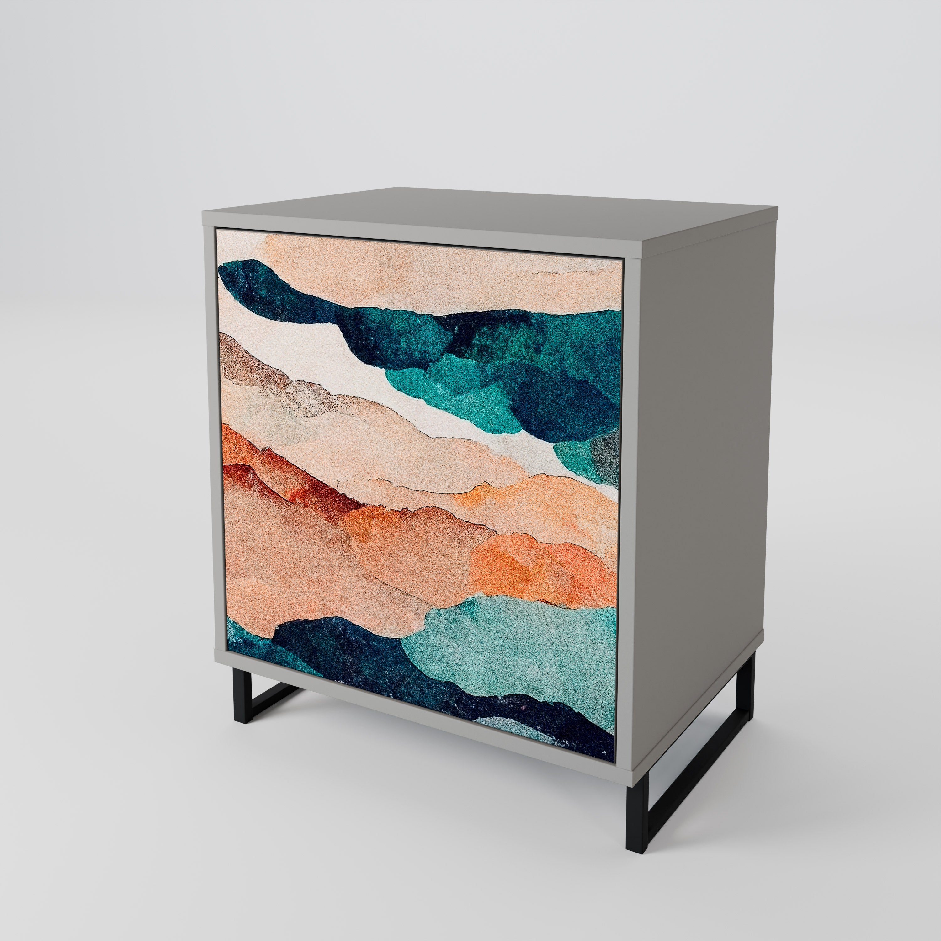 ABSTRACT LANDSCAPE Sideboard mit 1 Tür in Grau