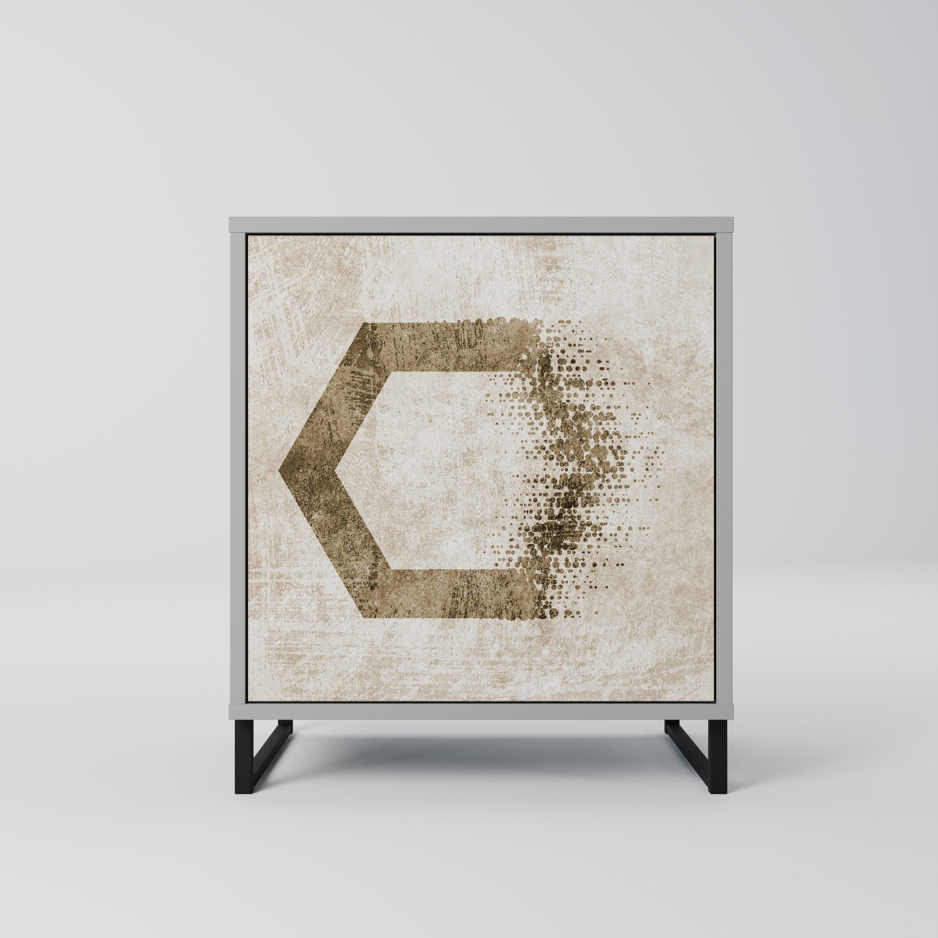 HEXAGONAL SHAPES 1-Door Sideboard in Grey Finish