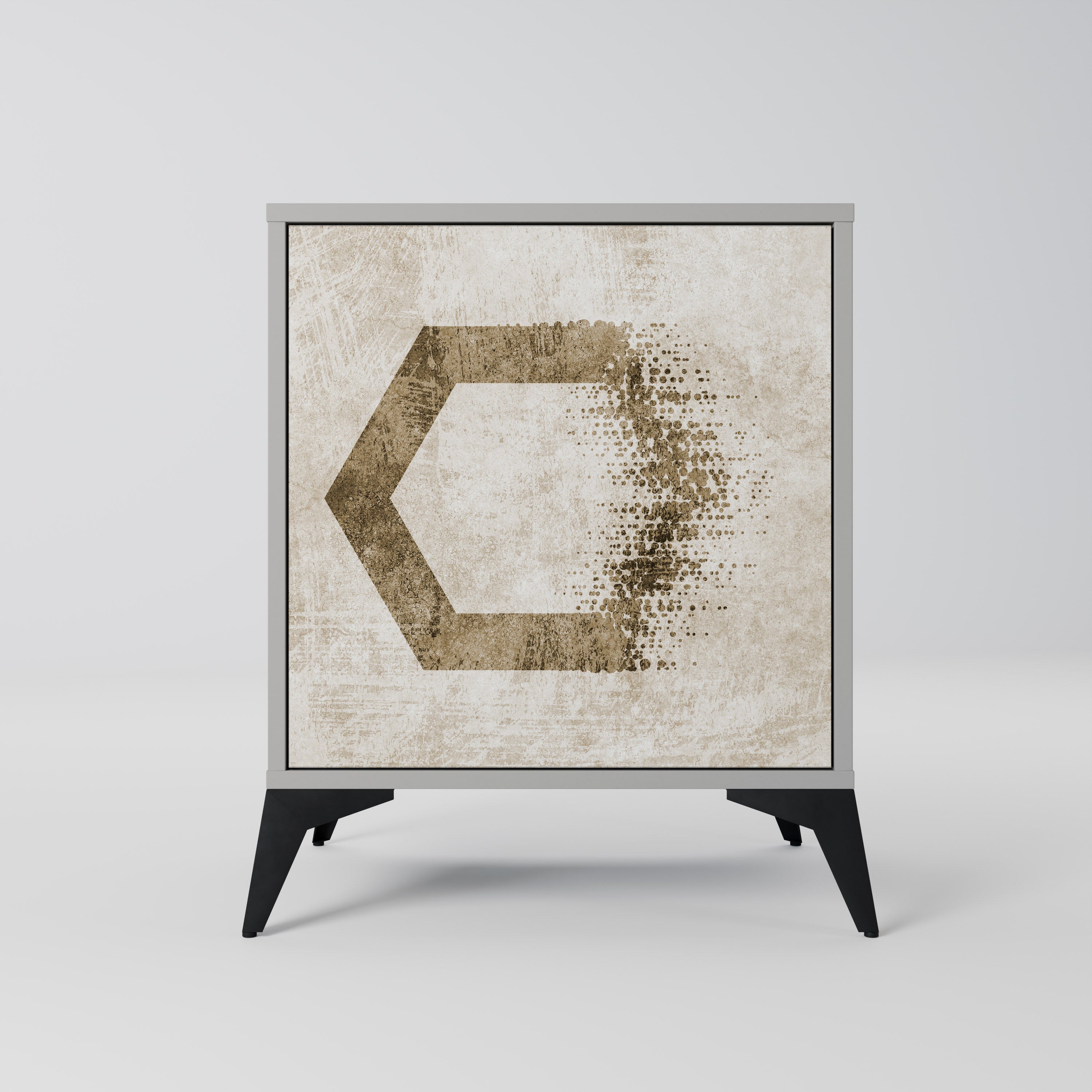 HEXAGONAL SHAPES 1-Door Sideboard in Grey Finish