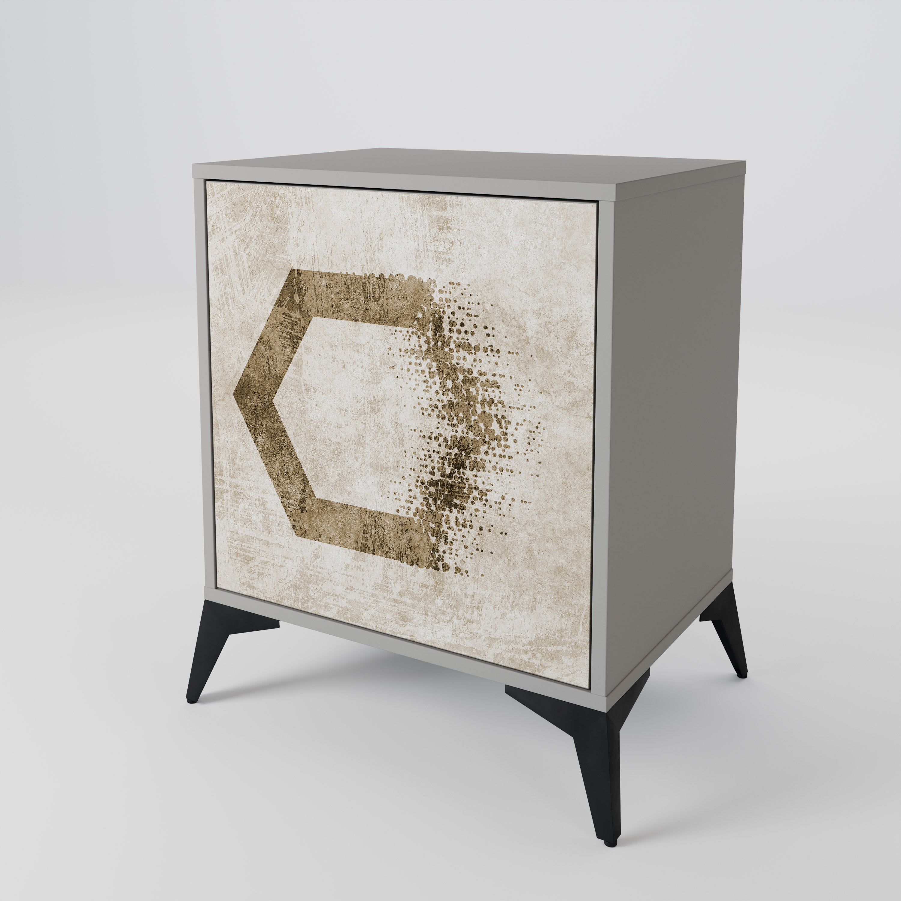 HEXAGONAL SHAPES 1-Door Sideboard in Grey Finish