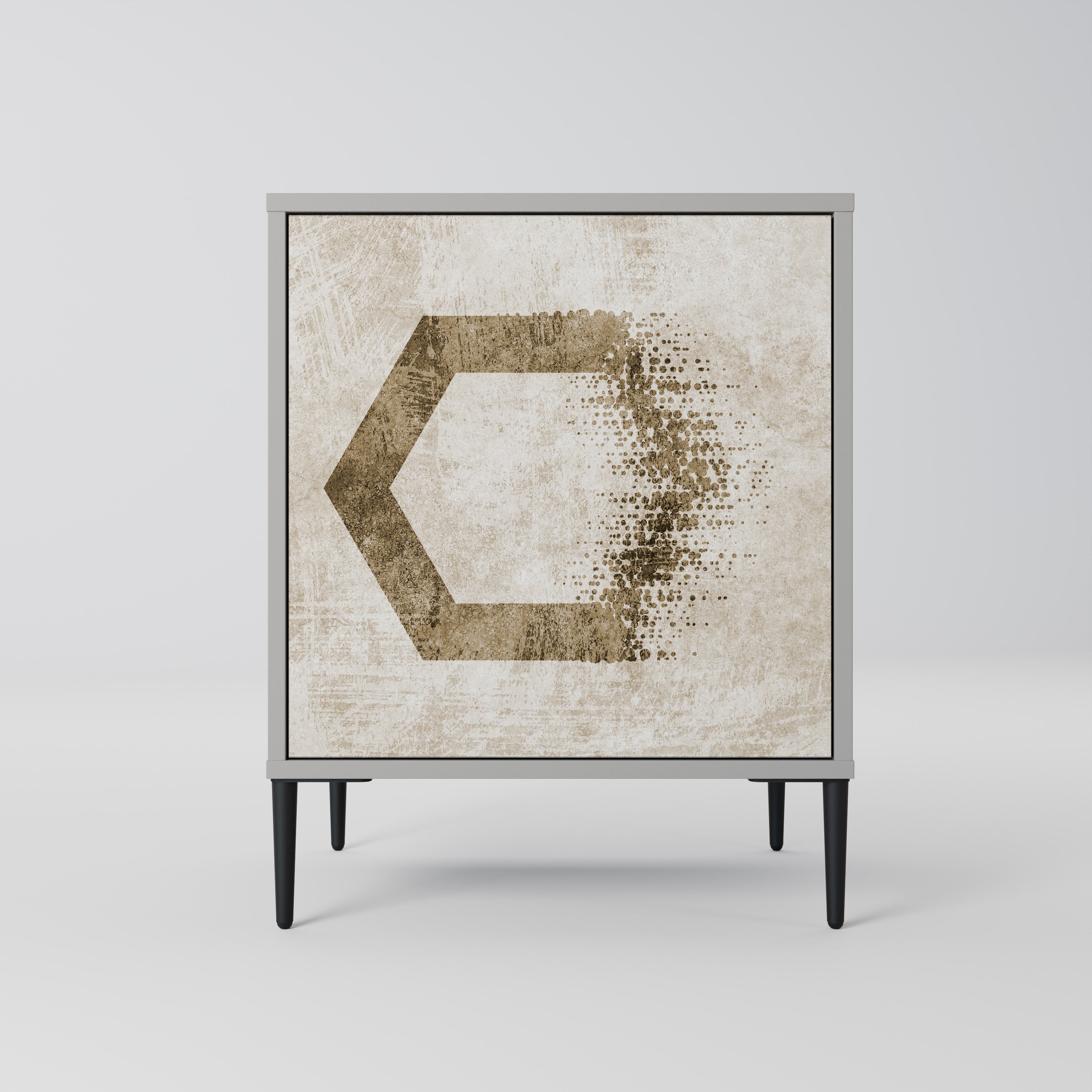 HEXAGONAL SHAPES 1-Door Sideboard in Grey Finish