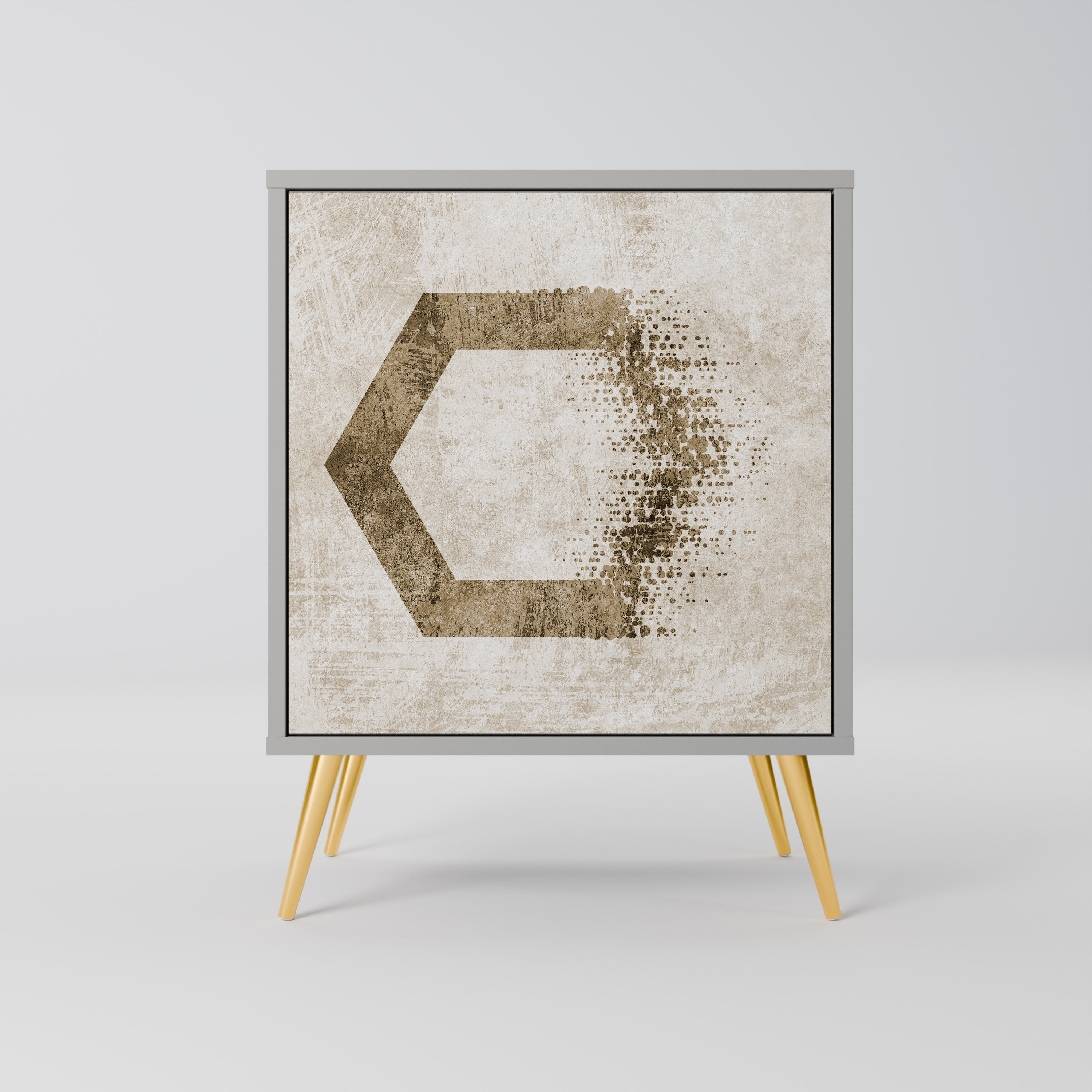 HEXAGONAL SHAPES 1-Door Sideboard in Grey Finish