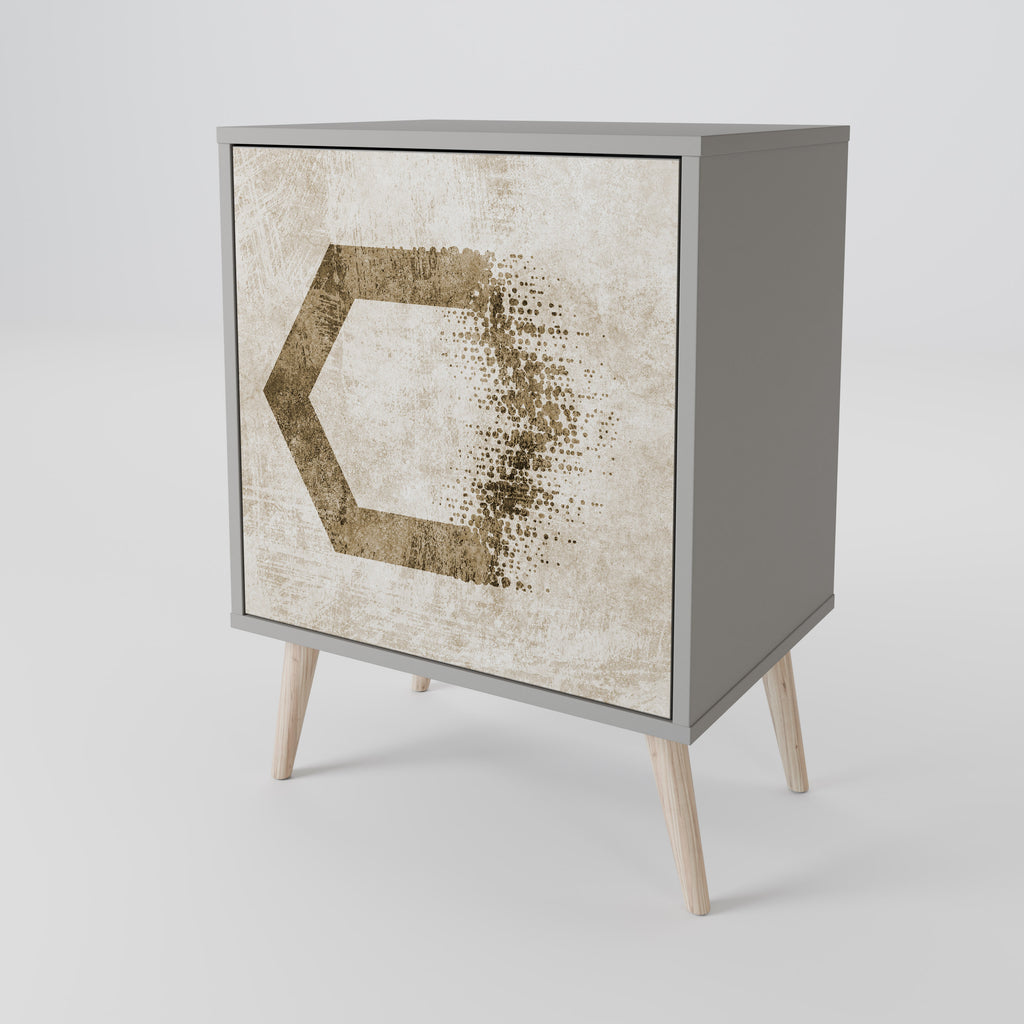 HEXAGONAL SHAPES 1-Door Sideboard in Grey Finish