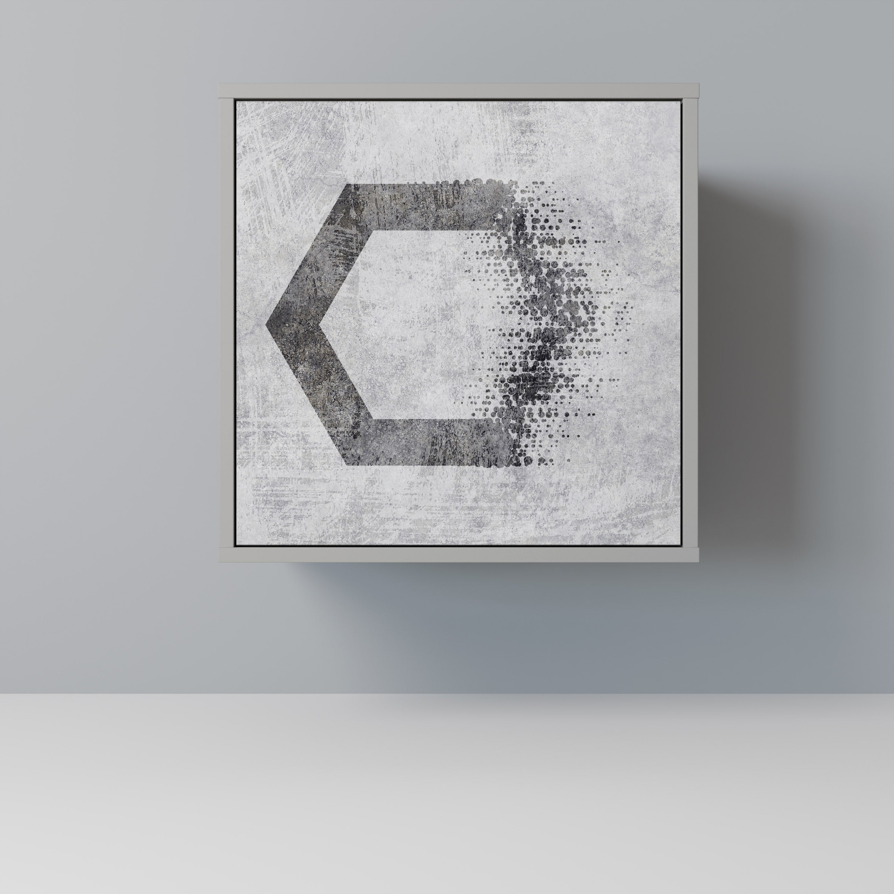 HEXAGONAL FIGURES 1-Door Sideboard in Grey Finish