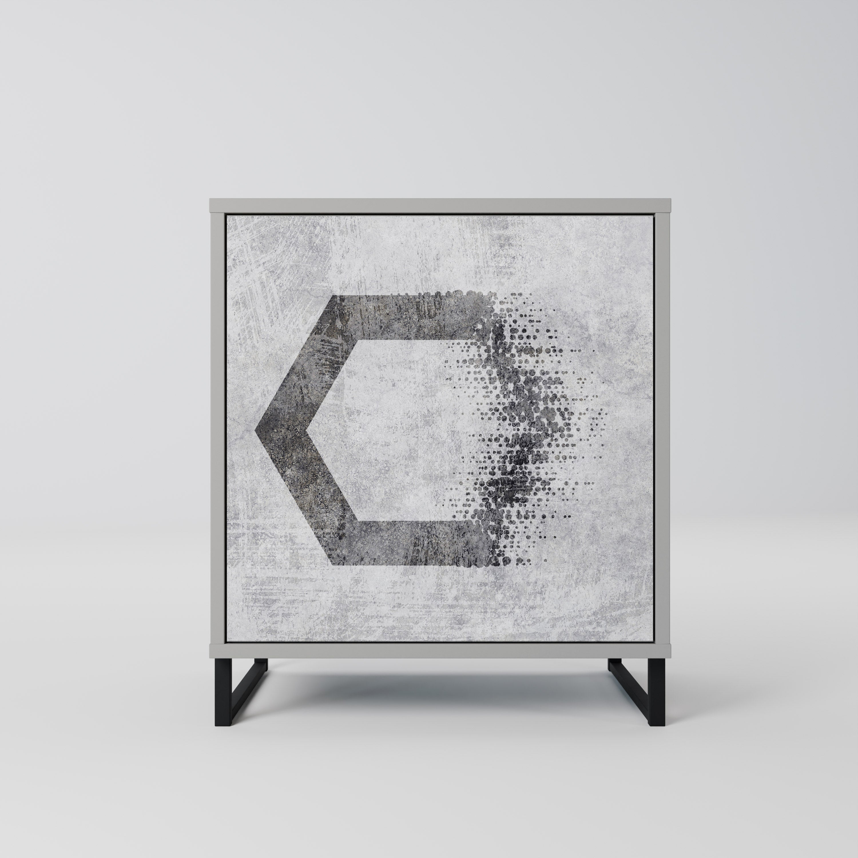 HEXAGONAL FIGURES 1-Door Sideboard in Grey Finish