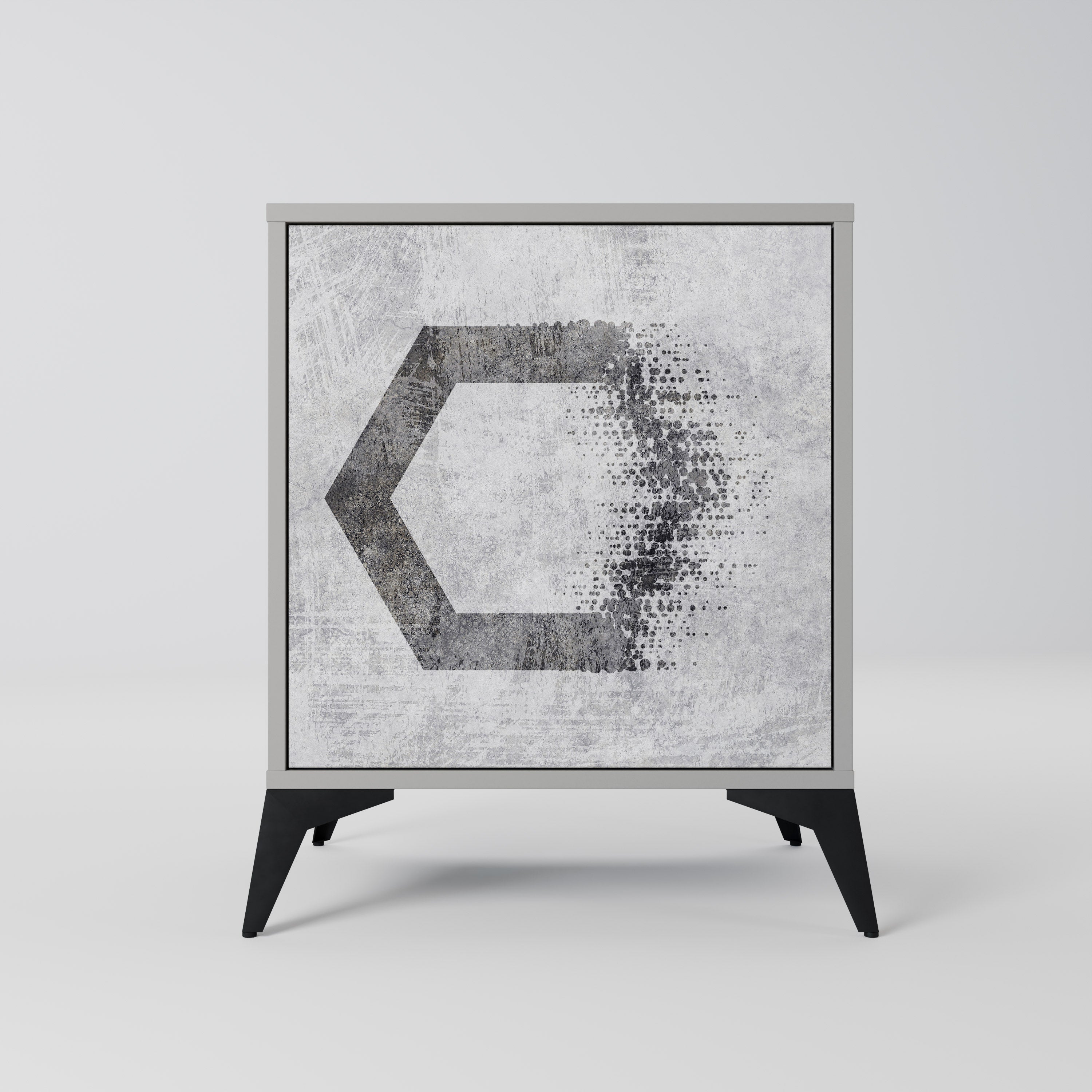 HEXAGONAL FIGURES 1-Door Sideboard in Grey Finish