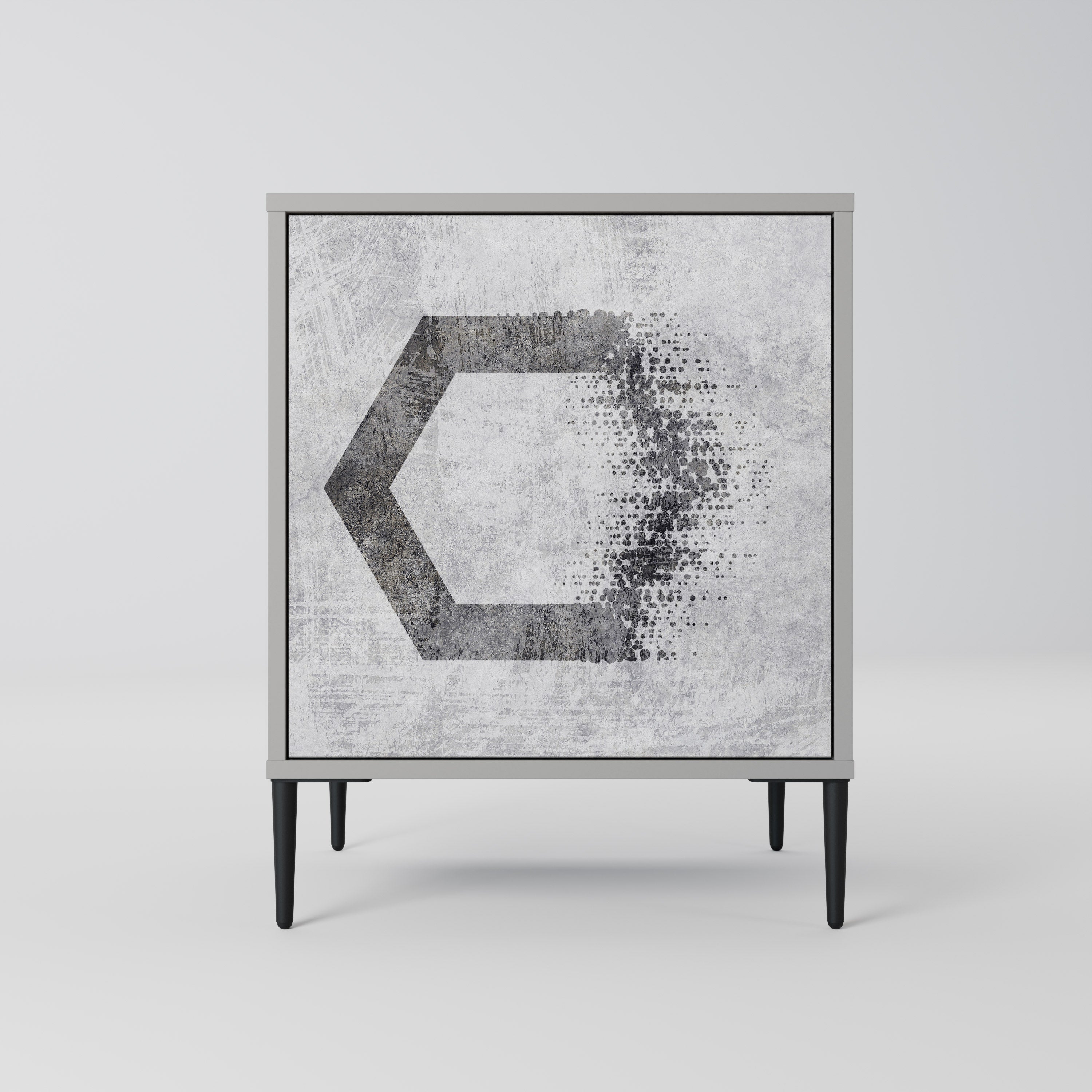 HEXAGONAL FIGURES 1-Door Sideboard in Grey Finish