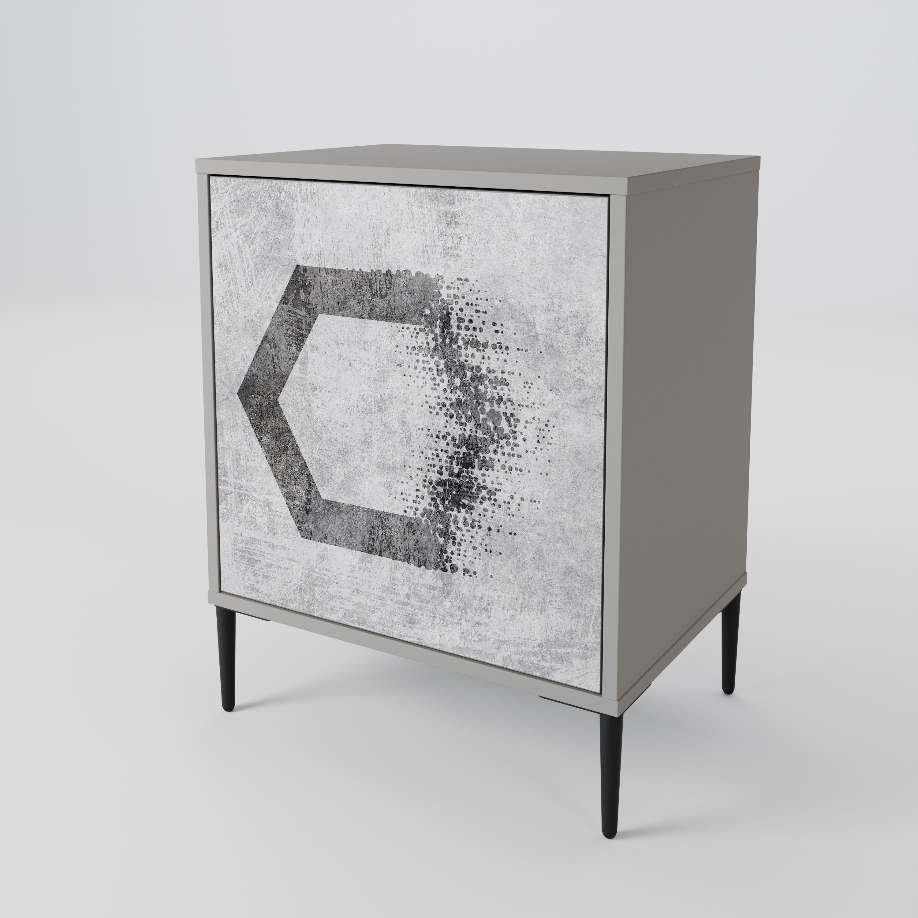 HEXAGONAL FIGURES 1-Door Sideboard in Grey Finish
