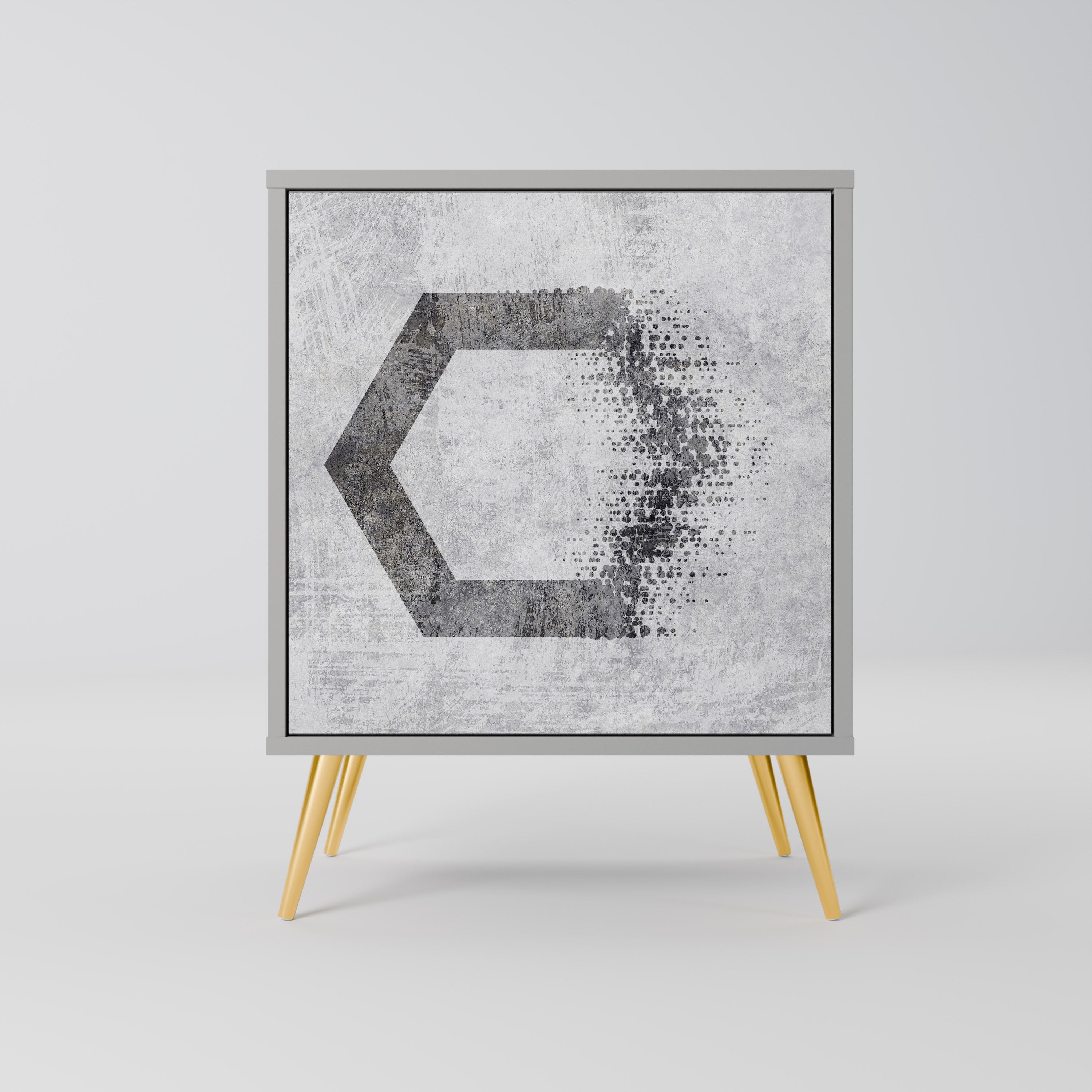 HEXAGONAL FIGURES 1-Door Sideboard in Grey Finish