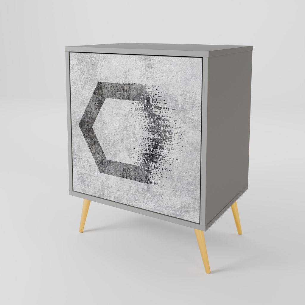 HEXAGONAL FIGURES 1-Door Sideboard in Grey Finish