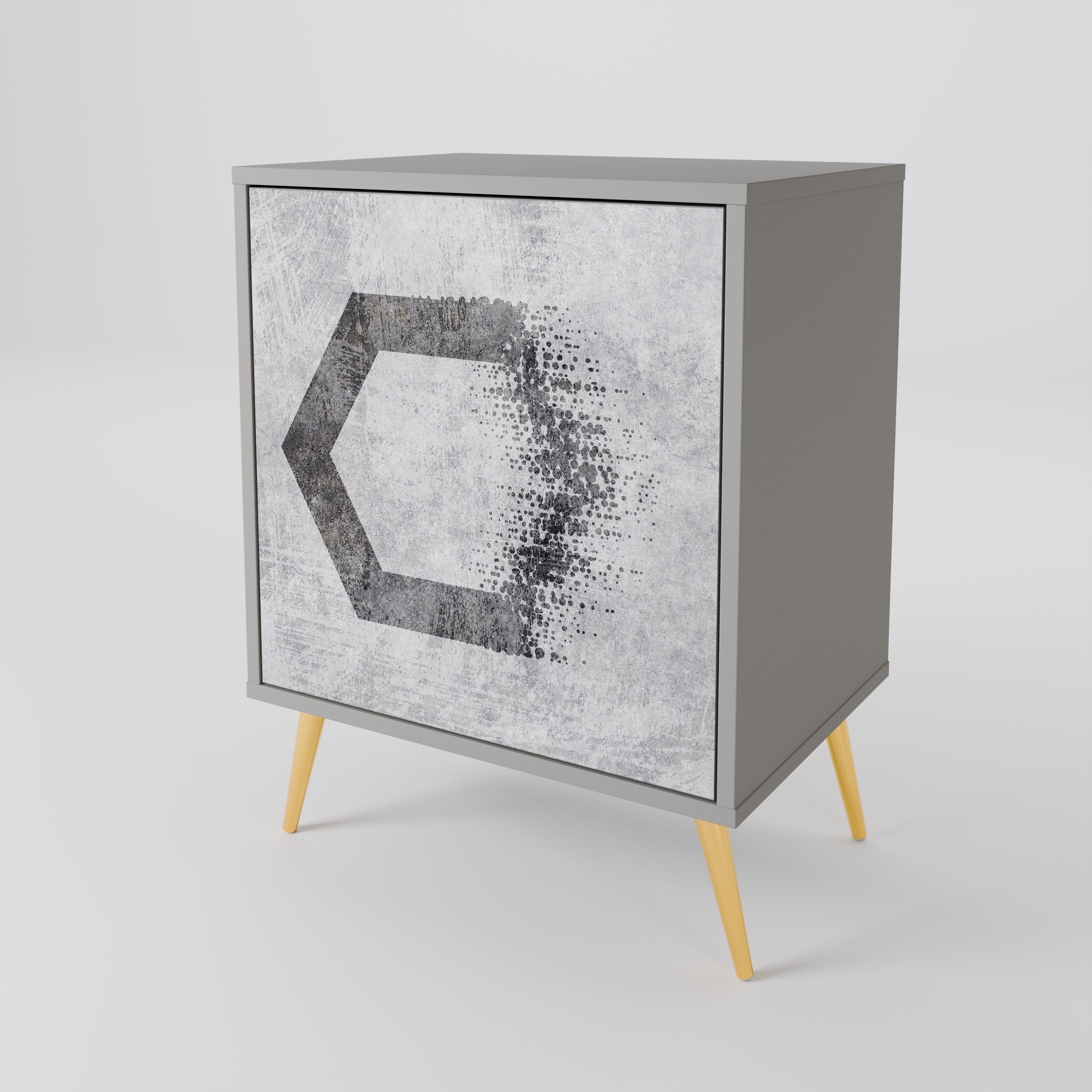 HEXAGONAL FIGURES 1-Door Sideboard in Grey Finish