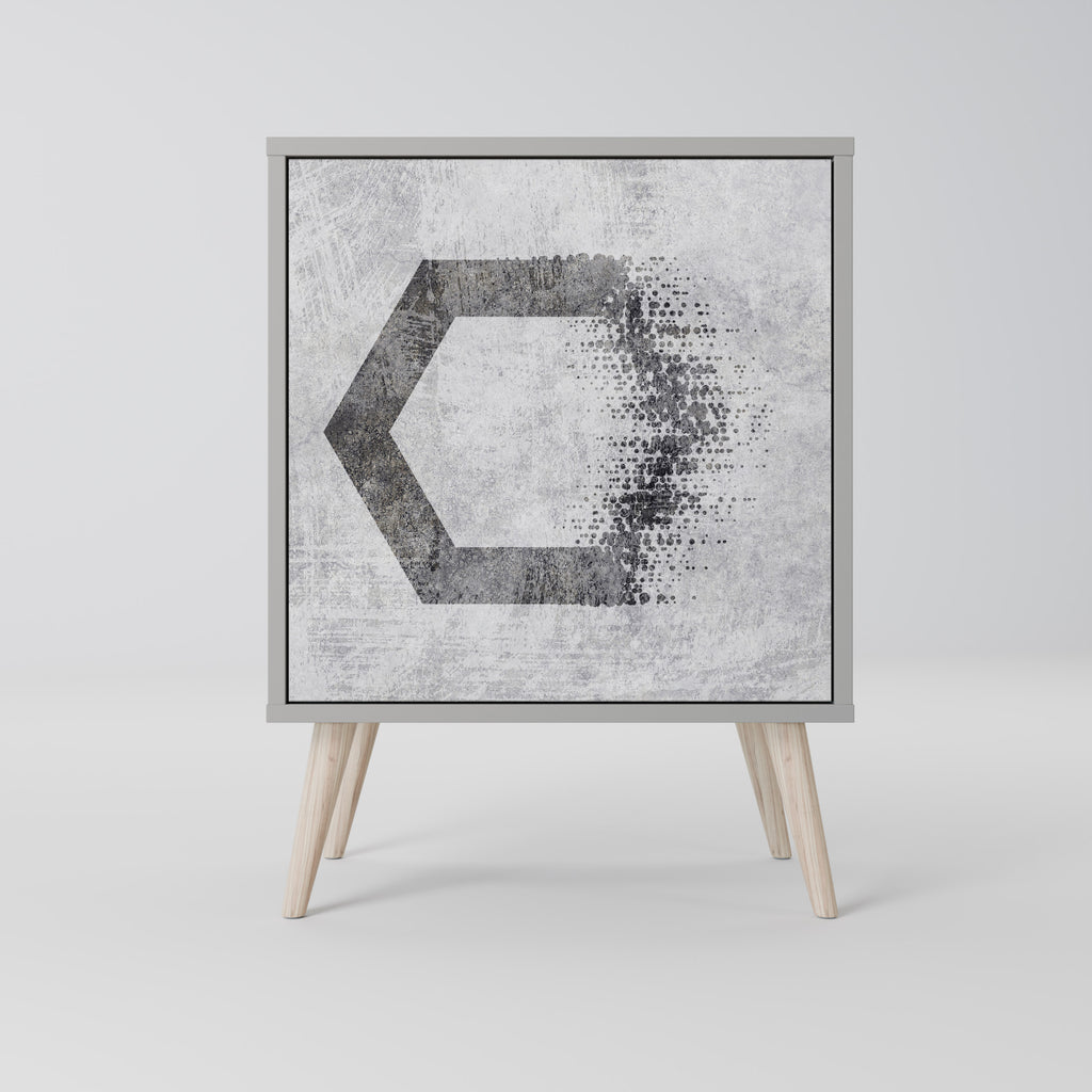 HEXAGONAL FIGURES 1-Door Sideboard in Grey Finish