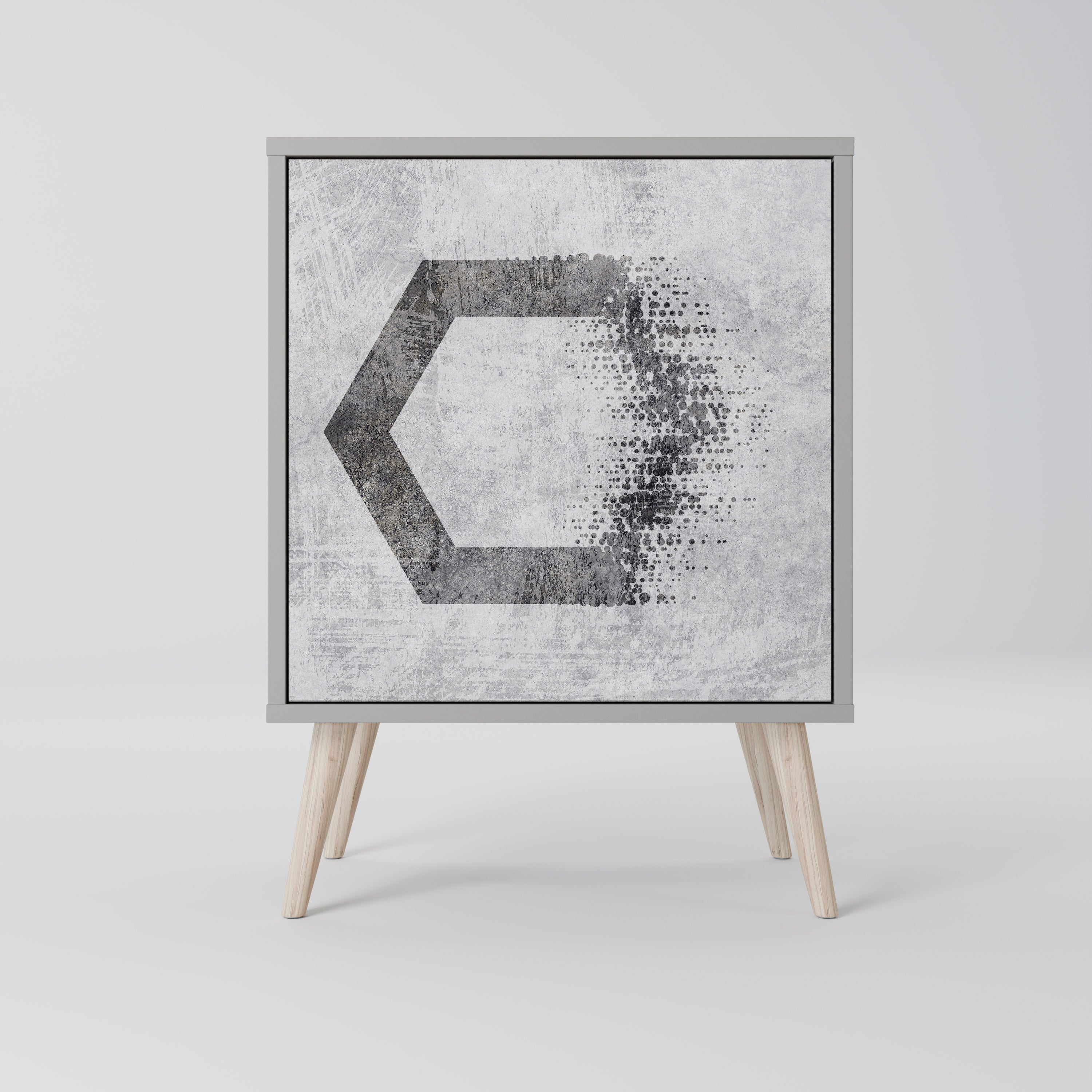 HEXAGONAL FIGURES 1-Door Sideboard in Grey Finish