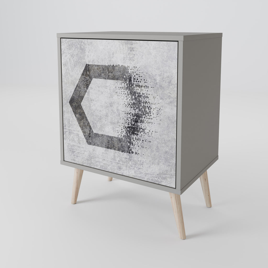 HEXAGONAL FIGURES 1-Door Sideboard in Grey Finish