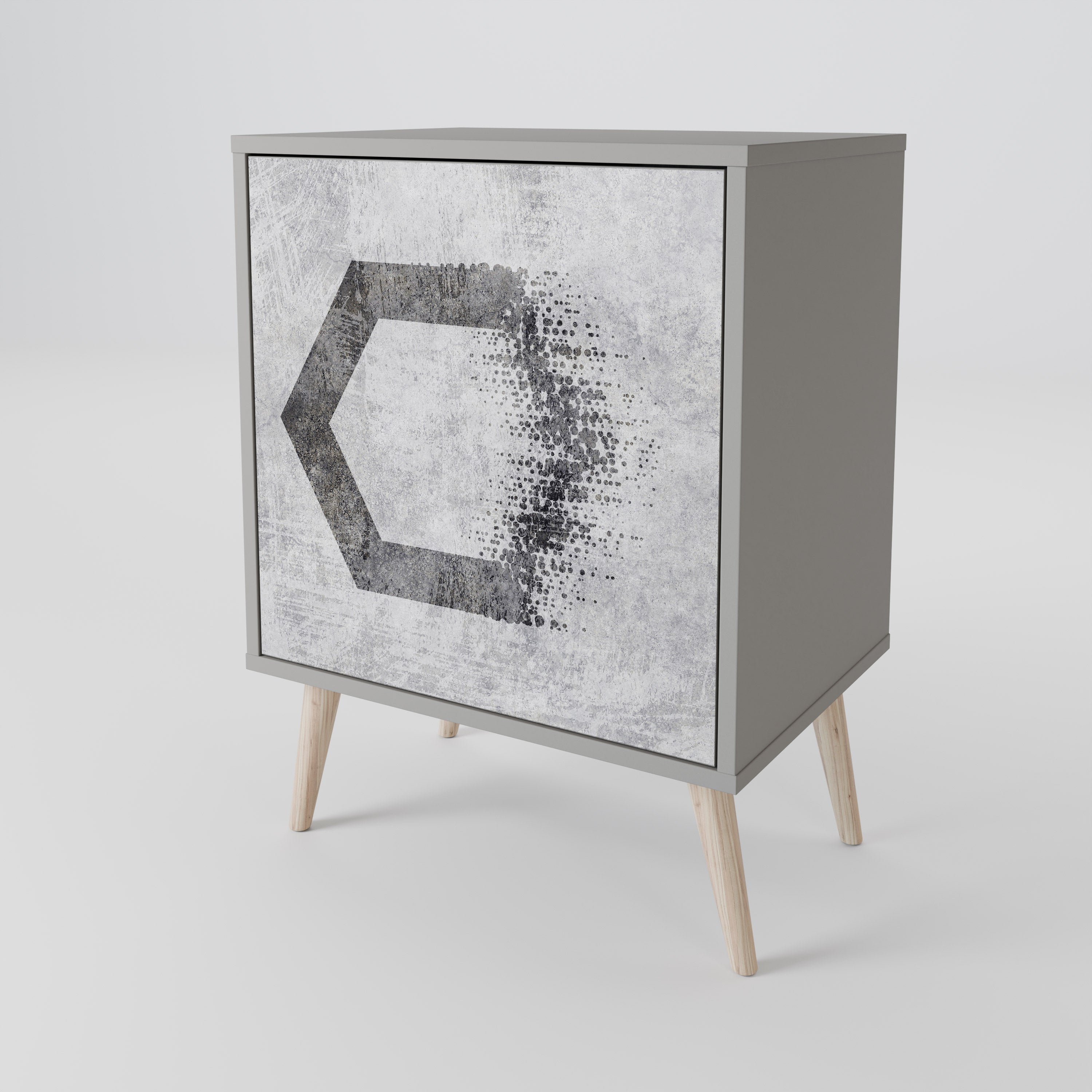 HEXAGONAL FIGURES 1-Door Sideboard in Grey Finish