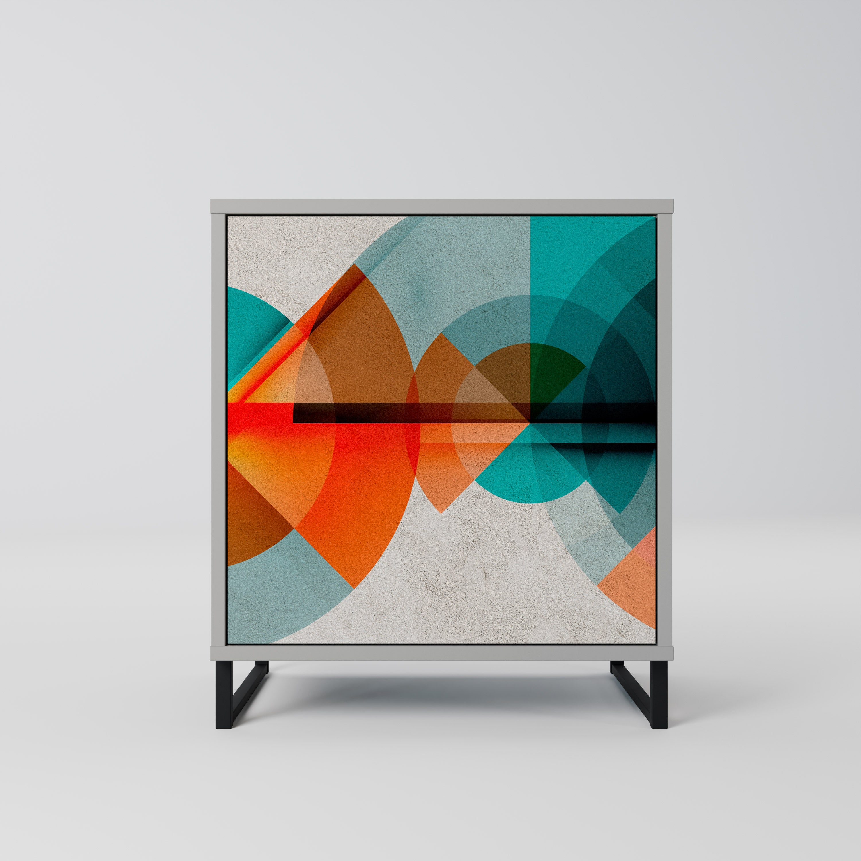 CIRCULAR RHAPSODY 1-Door Sideboard in Grey Finish