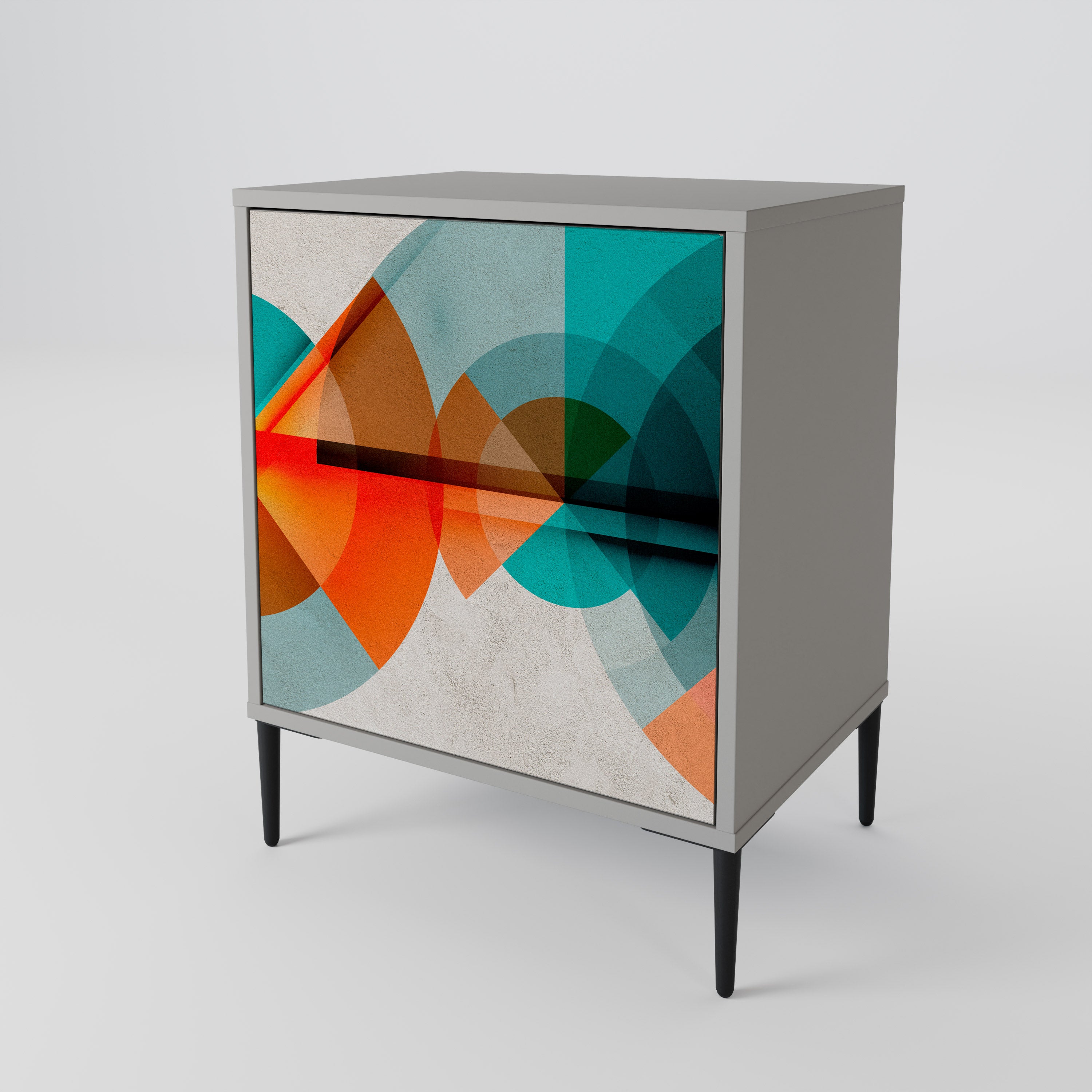 CIRCULAR RHAPSODY 1-Door Sideboard in Grey Finish