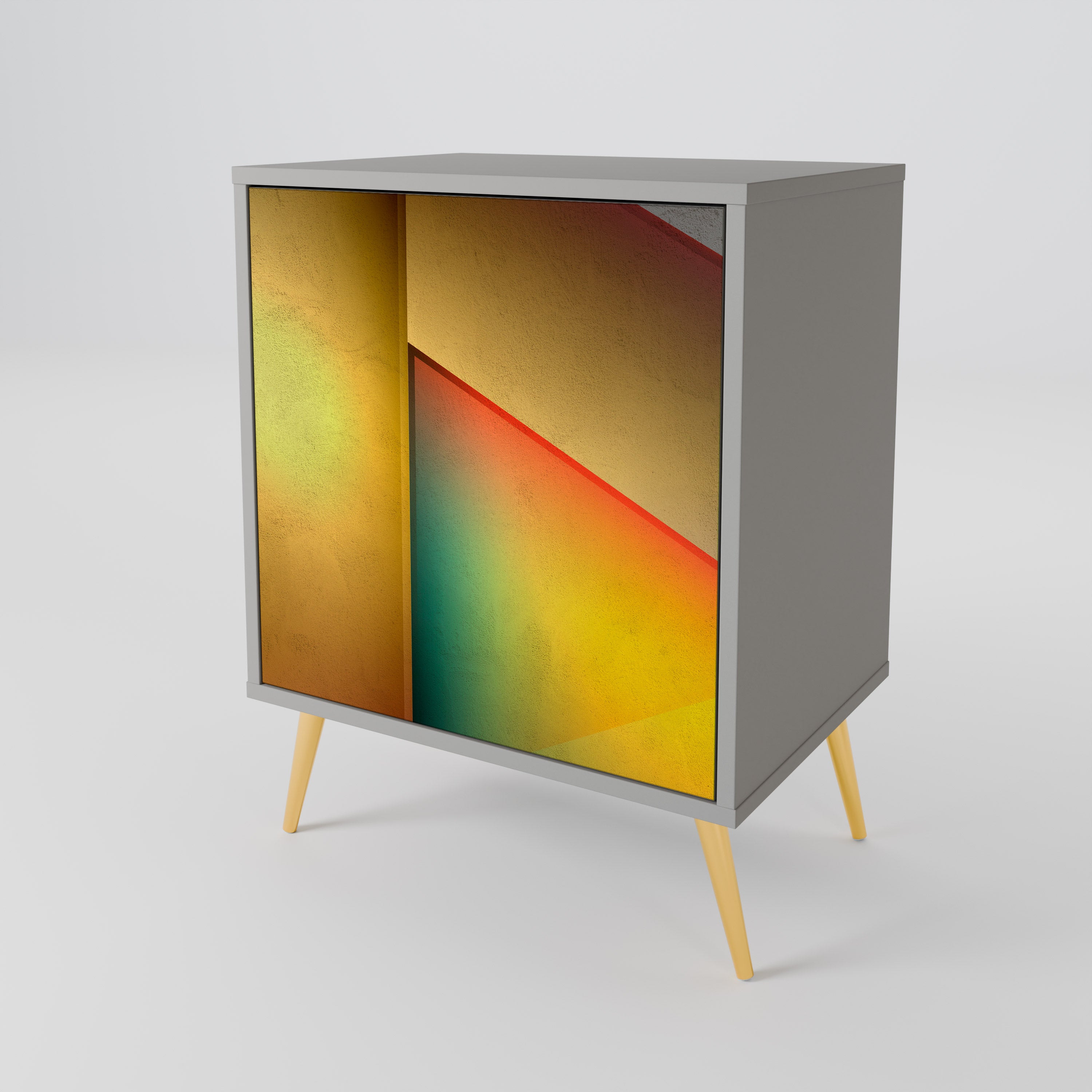 PIERCING SHARPNESS 1-Door Sideboard in Grey Finish