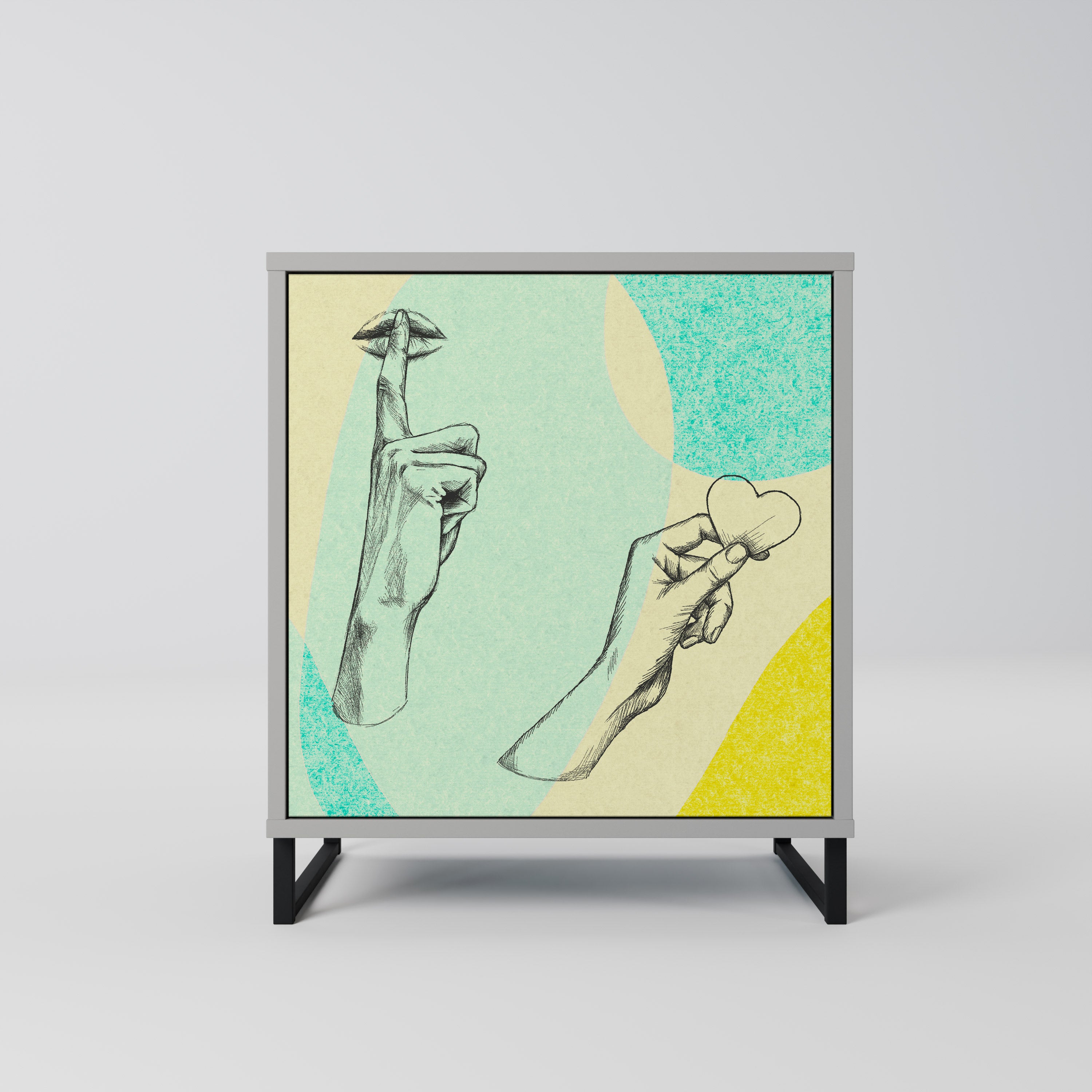 BODY LANGUAGE 1-Door Sideboard in Grey Finish