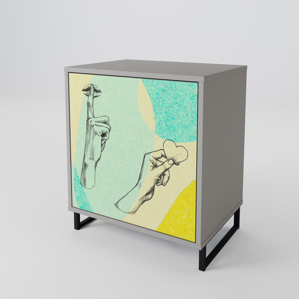 BODY LANGUAGE 1-Door Sideboard in Grey Finish