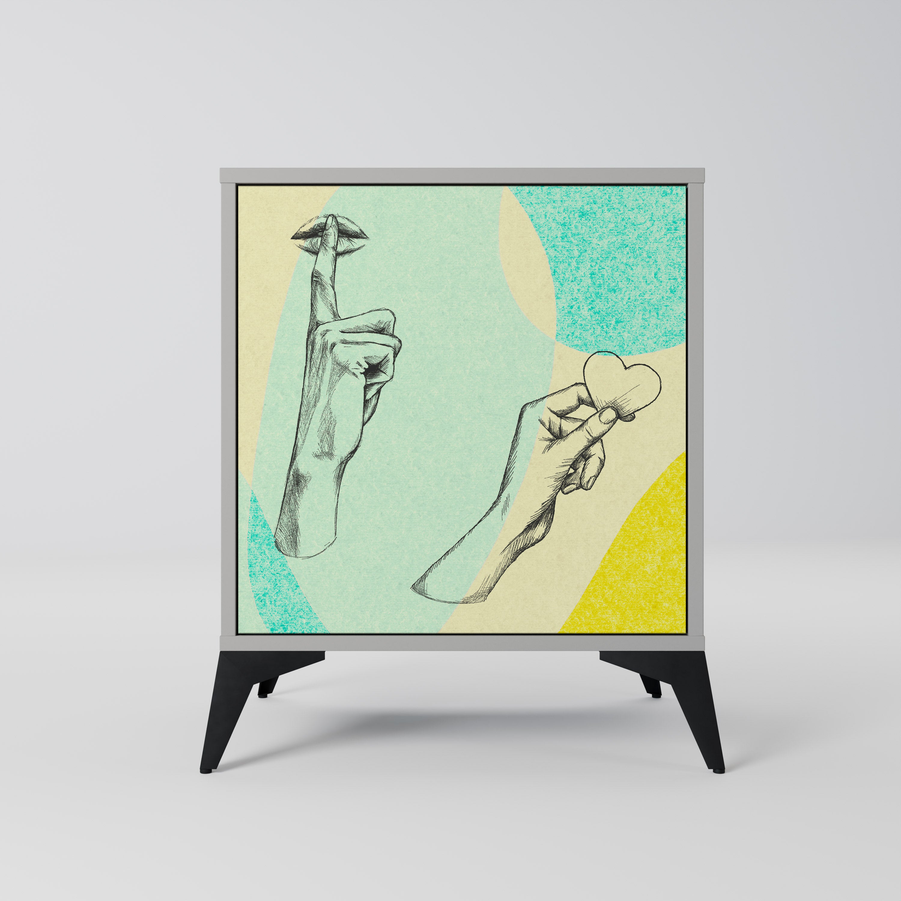 BODY LANGUAGE 1-Door Sideboard in Grey Finish