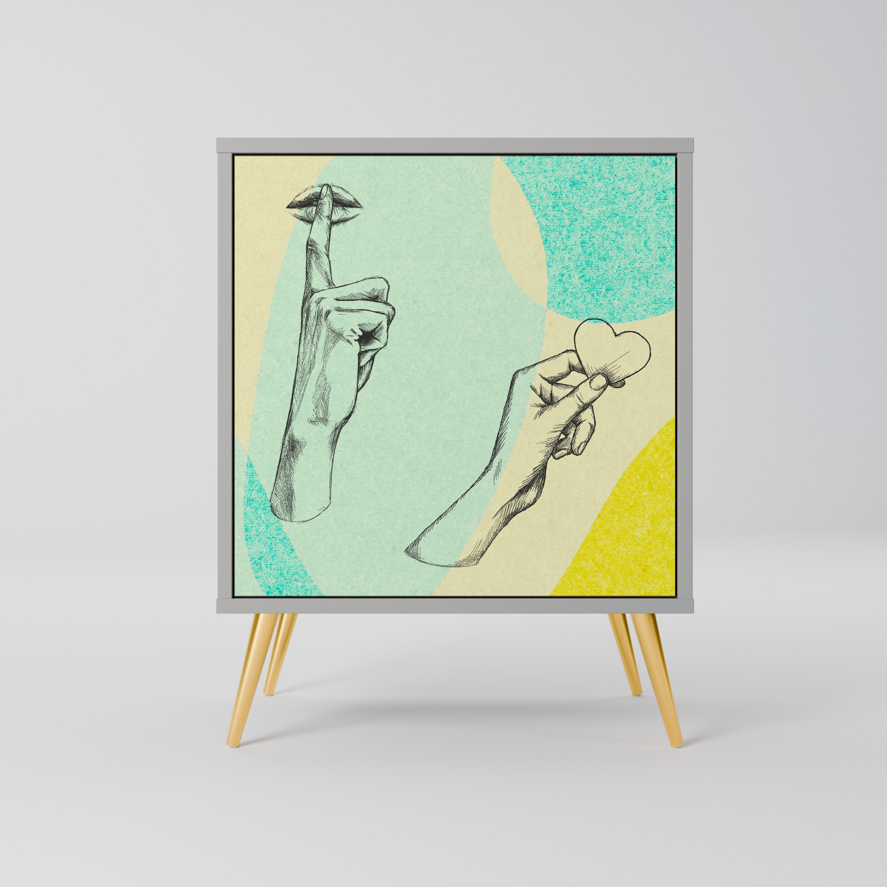 BODY LANGUAGE 1-Door Sideboard in Grey Finish