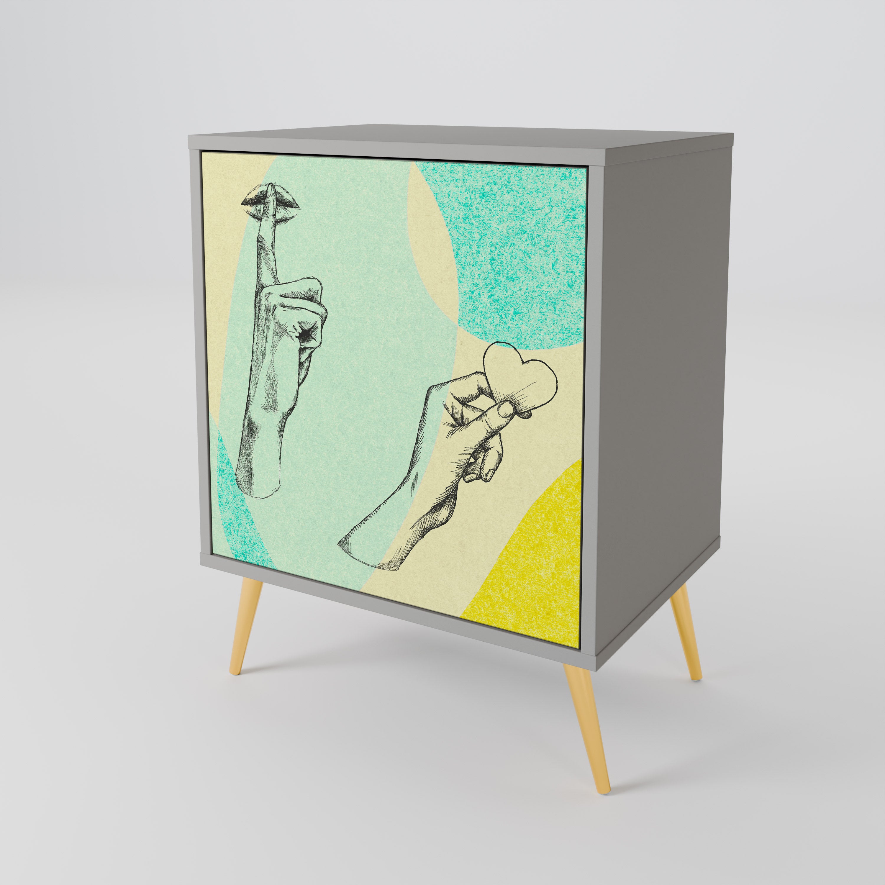 BODY LANGUAGE 1-Door Sideboard in Grey Finish