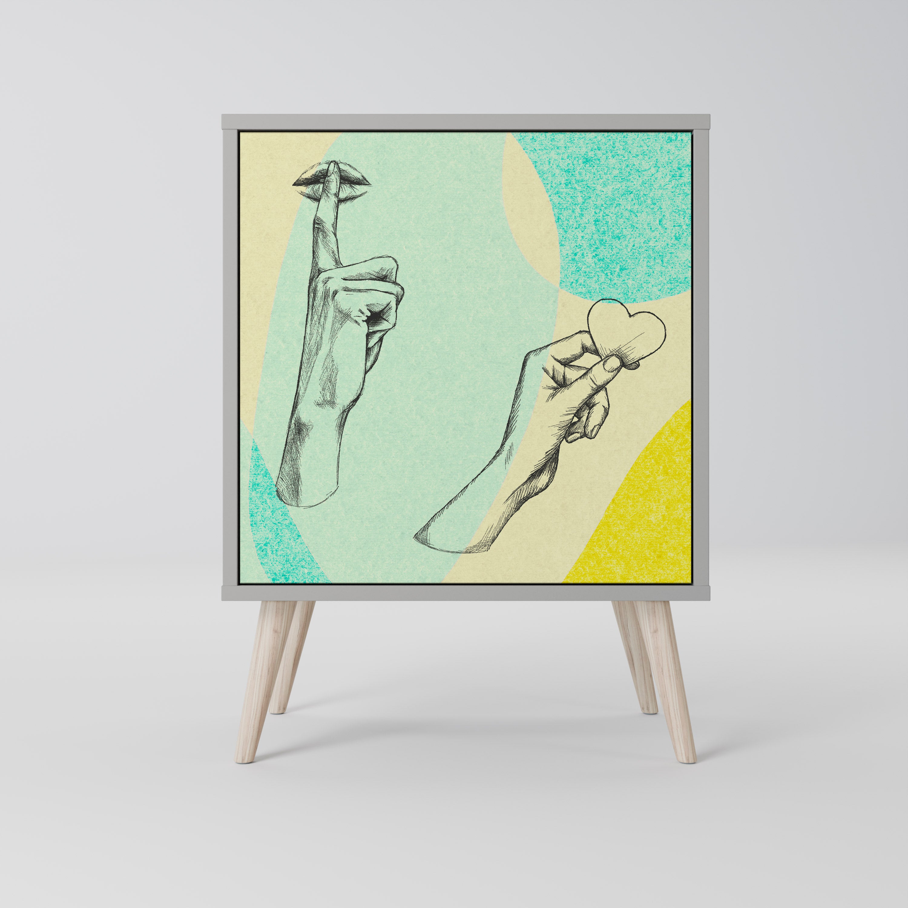 BODY LANGUAGE 1-Door Sideboard in Grey Finish