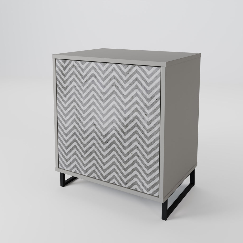 CONCRETE ZIG ZAG 1-Door Sideboard in Grey Finish