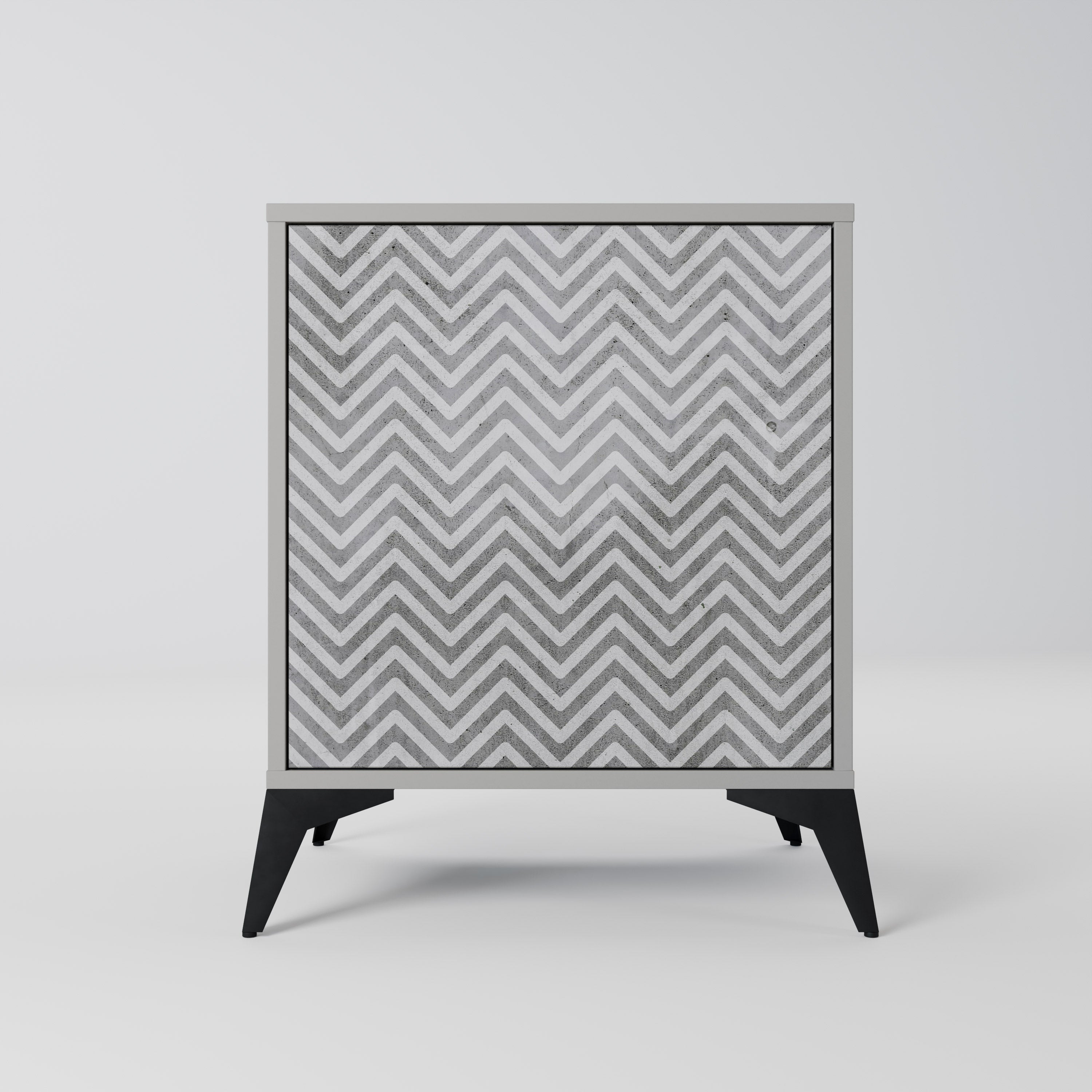 CONCRETE ZIG ZAG 1-Door Sideboard in Grey Finish