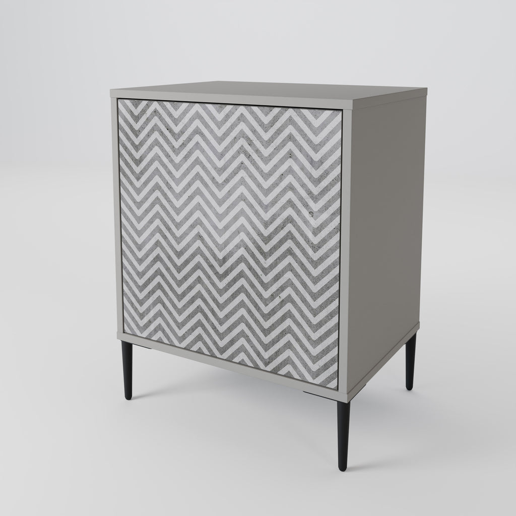 CONCRETE ZIG ZAG 1-Door Sideboard in Grey Finish