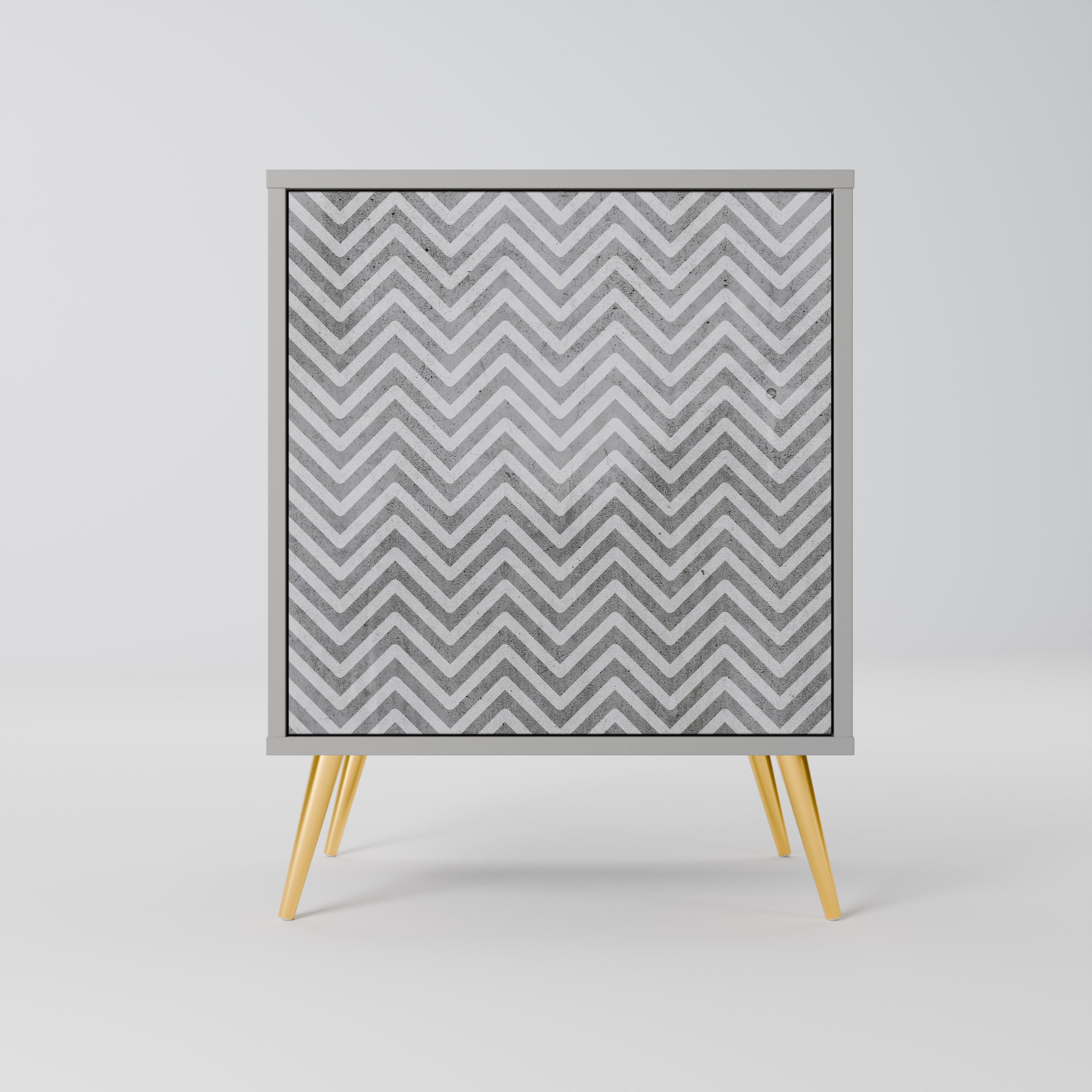 CONCRETE ZIG ZAG 1-Door Sideboard in Grey Finish