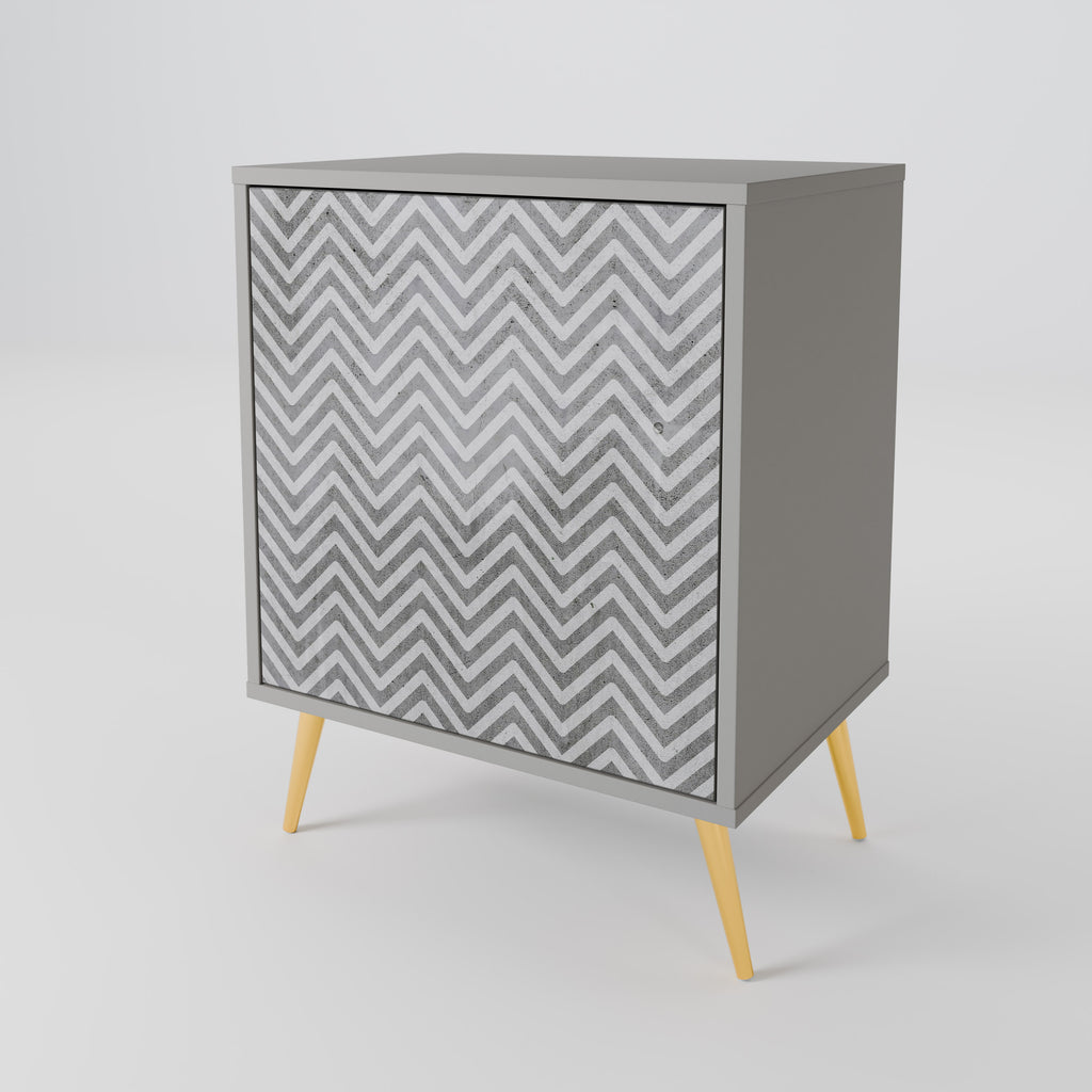 CONCRETE ZIG ZAG 1-Door Sideboard in Grey Finish