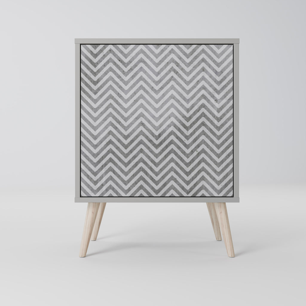 CONCRETE ZIG ZAG 1-Door Sideboard in Grey Finish