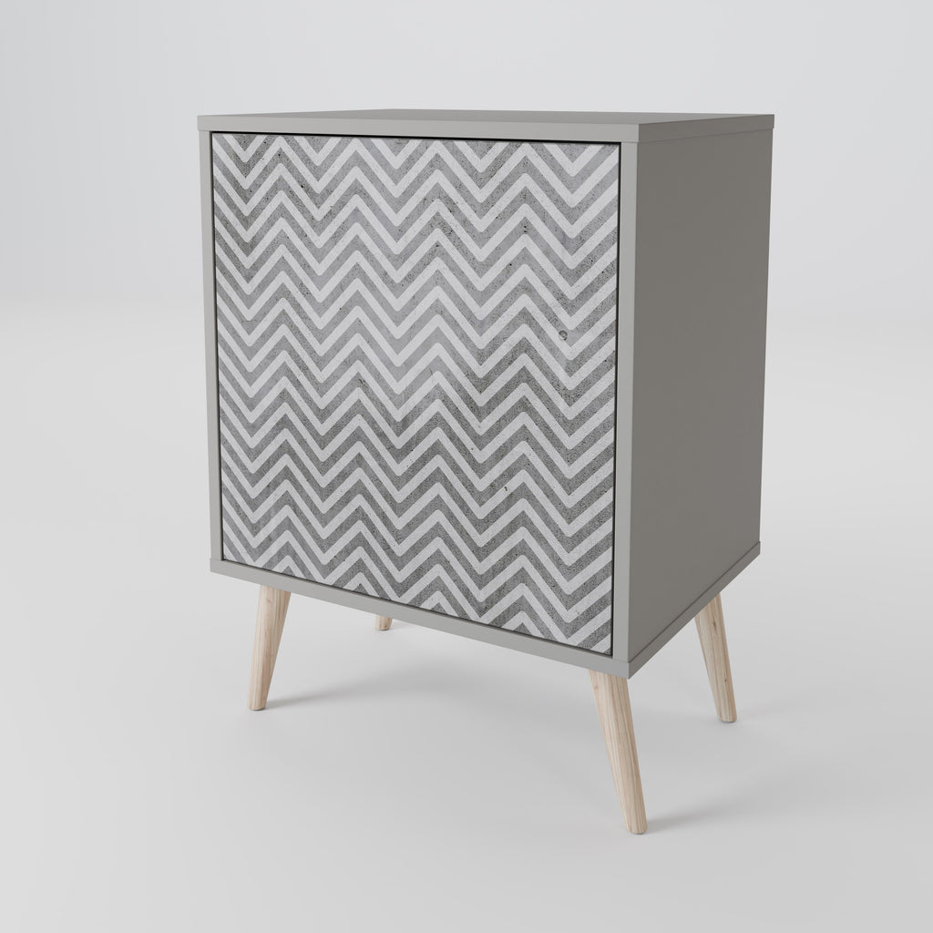 CONCRETE ZIG ZAG 1-Door Sideboard in Grey Finish